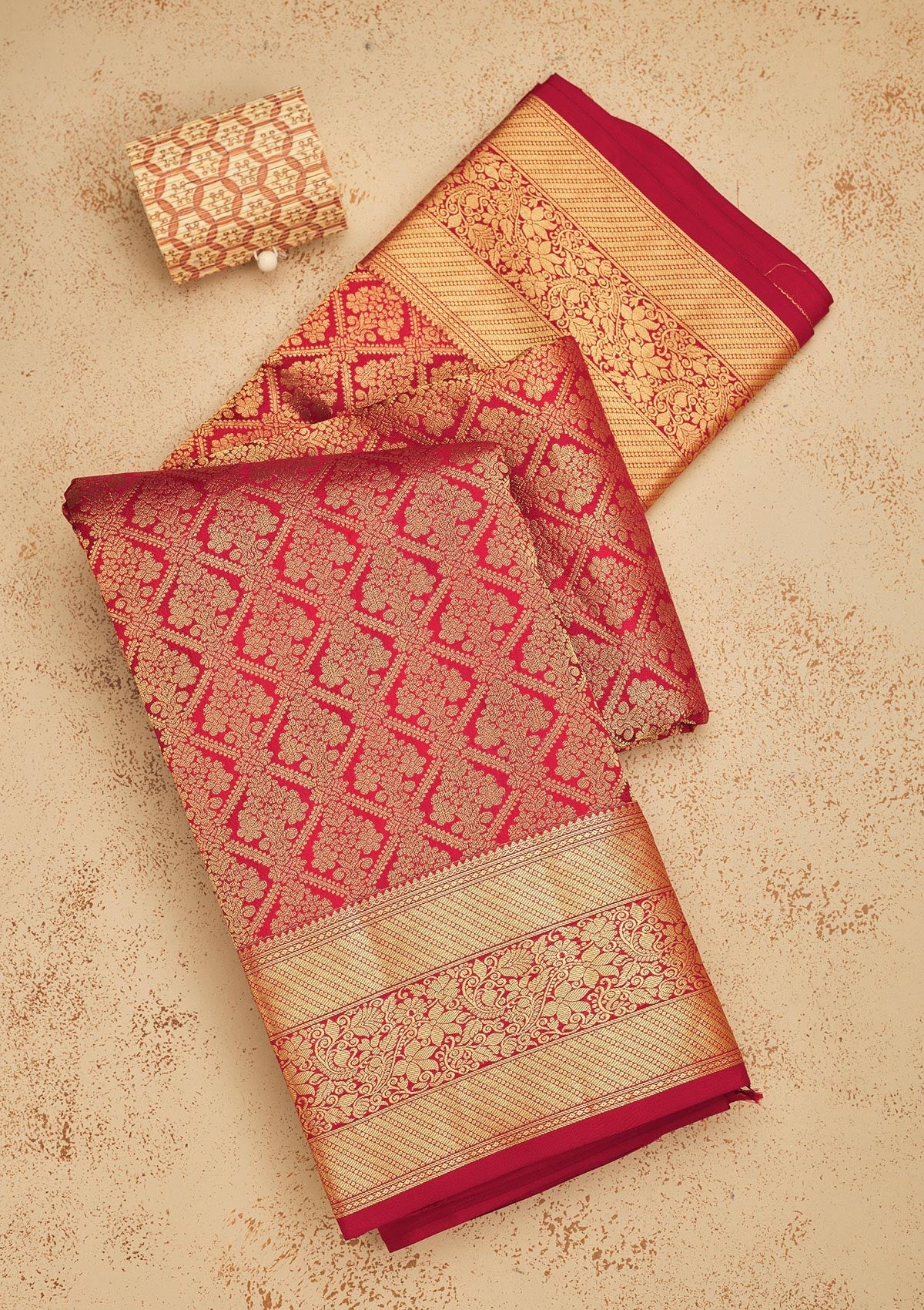 Koskii Rust Zariwork Pure Silk Saree – Women's