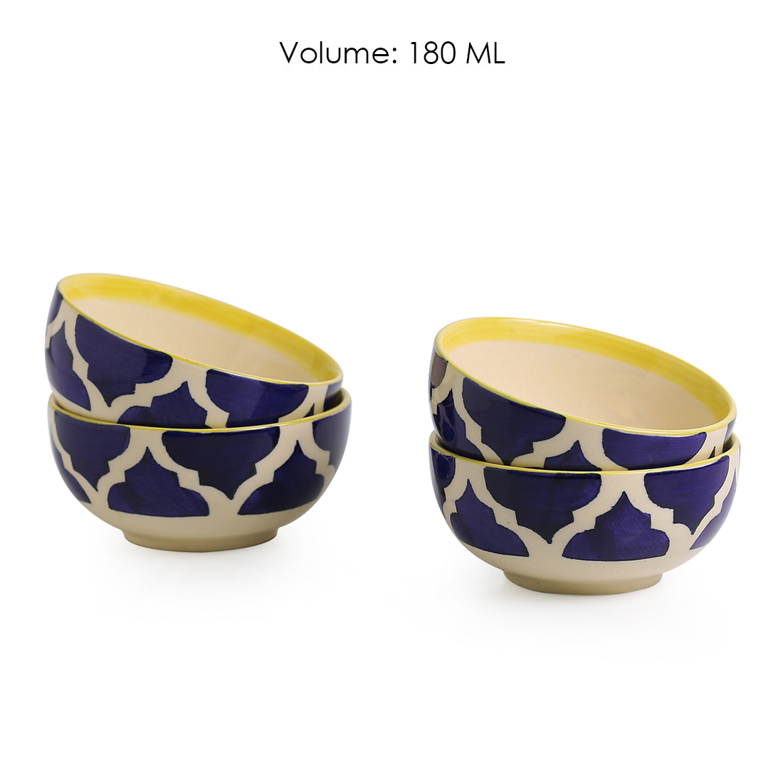 EXCLUSIVELANE Blue - 'Four Mediterranean Bowls' Handpainted Serving Bowls In Ceramic (Set Of 4) - view 3