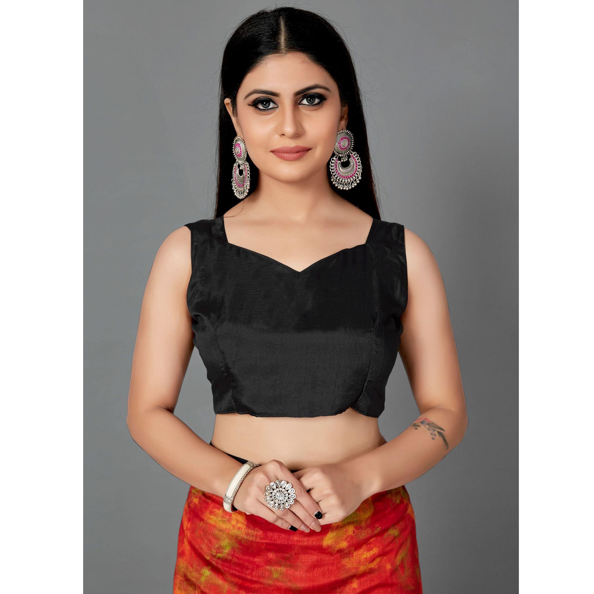 Peachmode Multi Casual Art Silk Printed Saree With Unstitched Blouse - view 3
