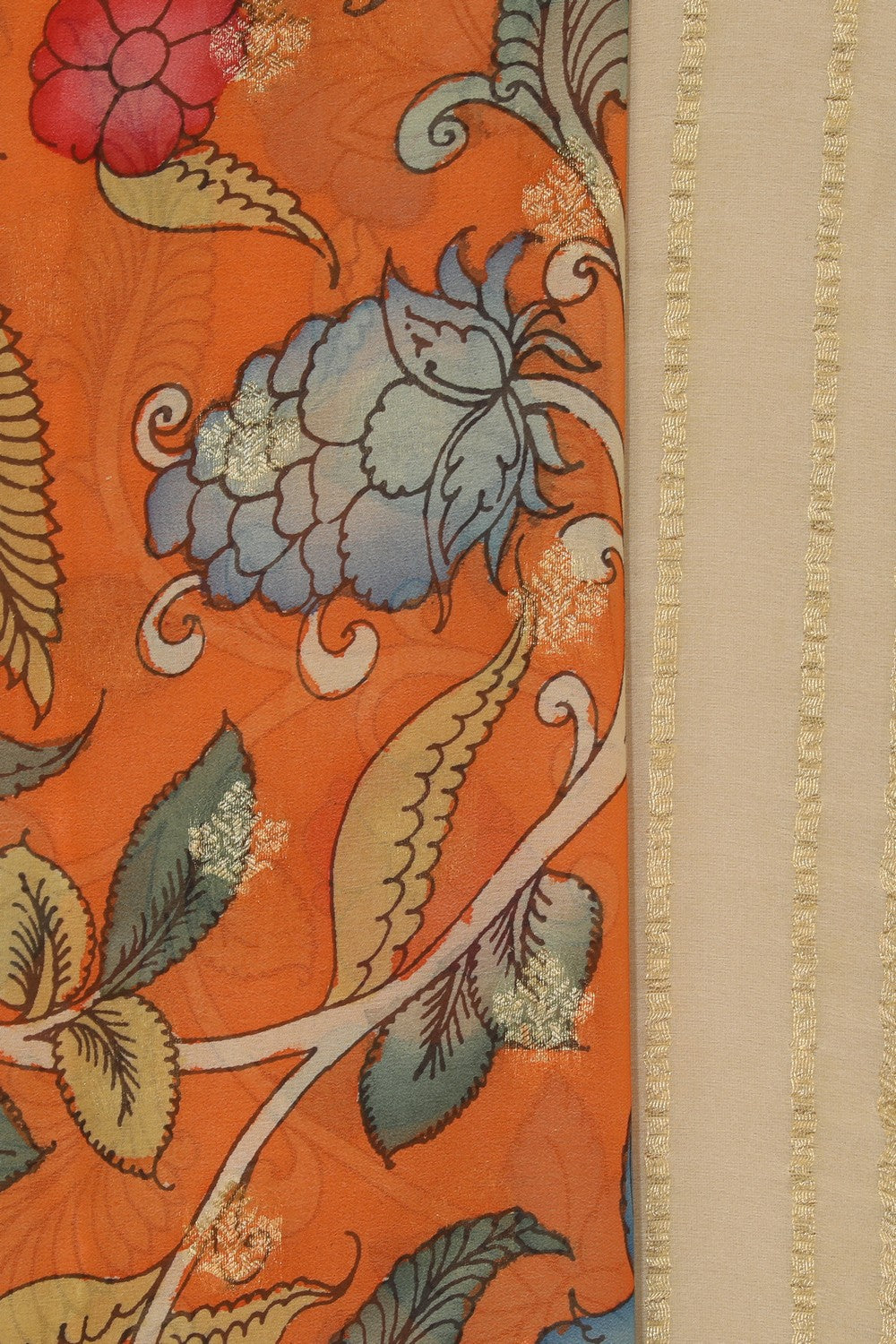 Kalanjali Georgette Orange Saree – Women's - view 2