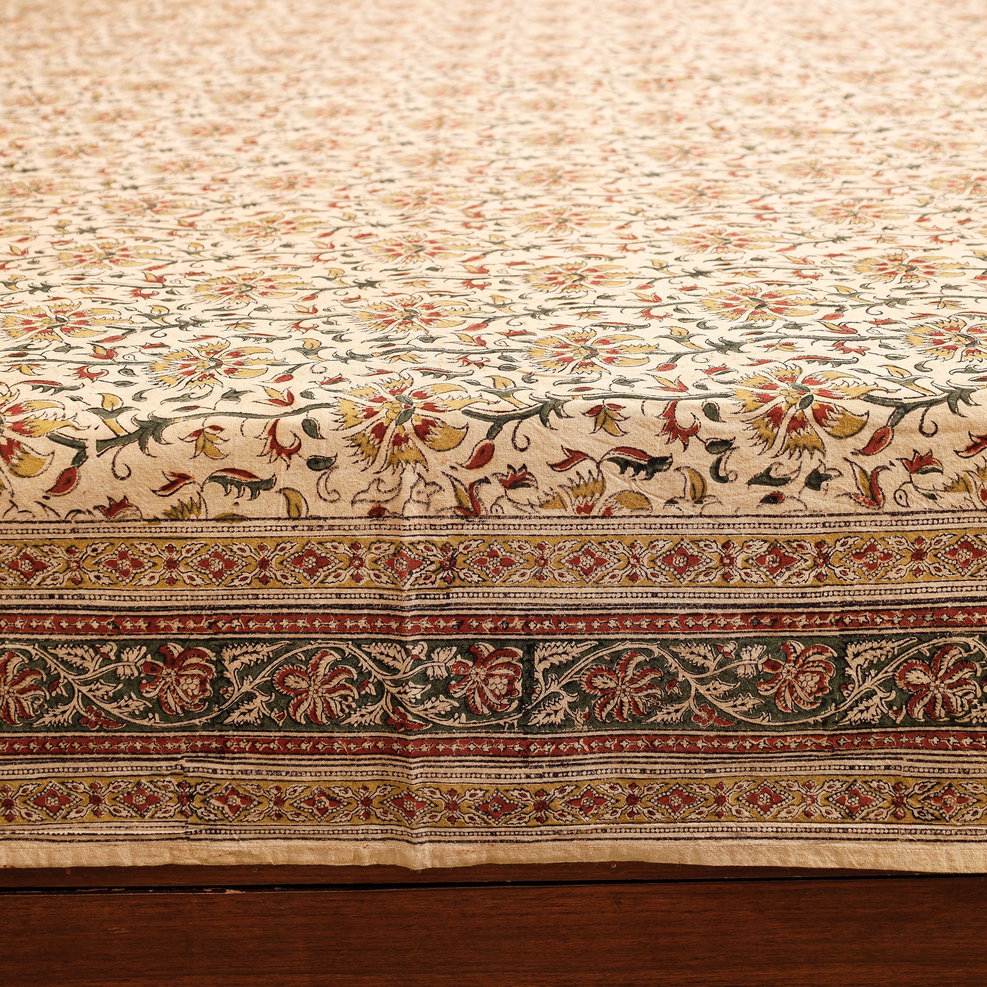 PITCHUKA SRINIVAS KALAMKARI PEDANA Brown - Pedana Kalamkari Block Printing Cotton Double Bed Cover (111 x 94 in) - view 2