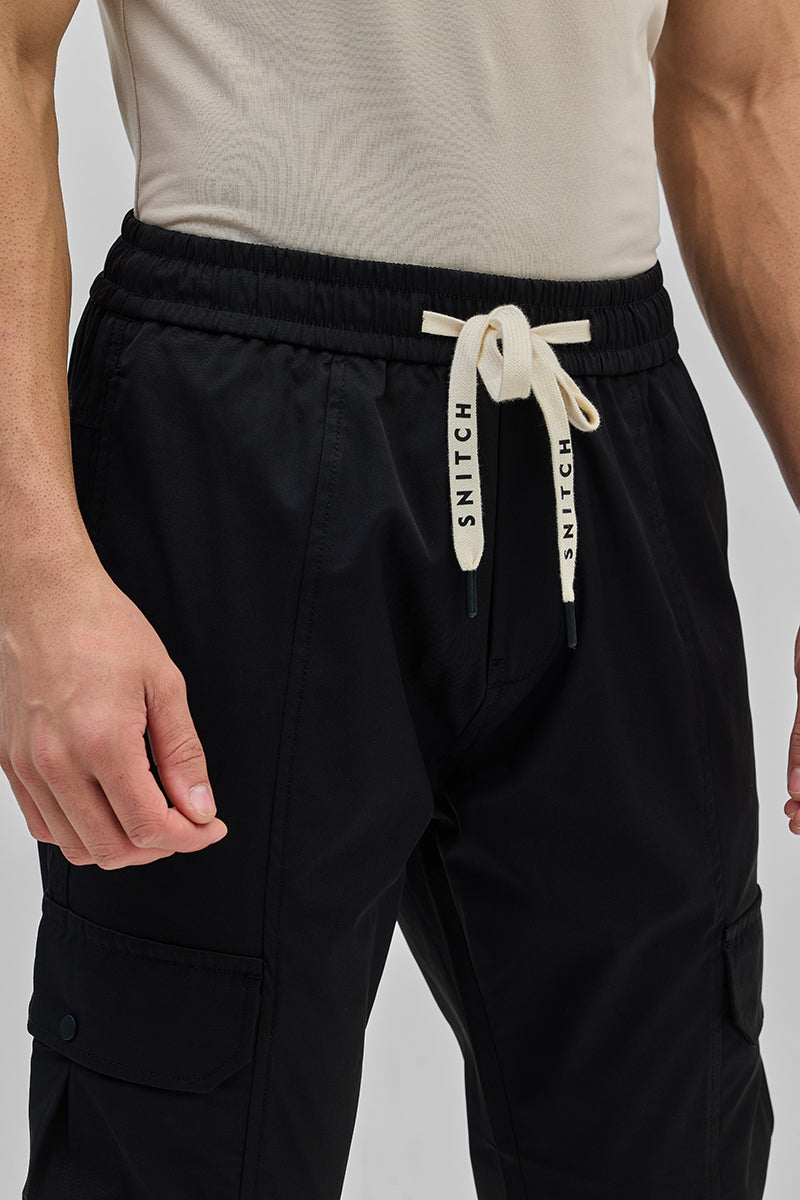 SNITCH Black 5 Pockets Slim Fit Joggers - view 6