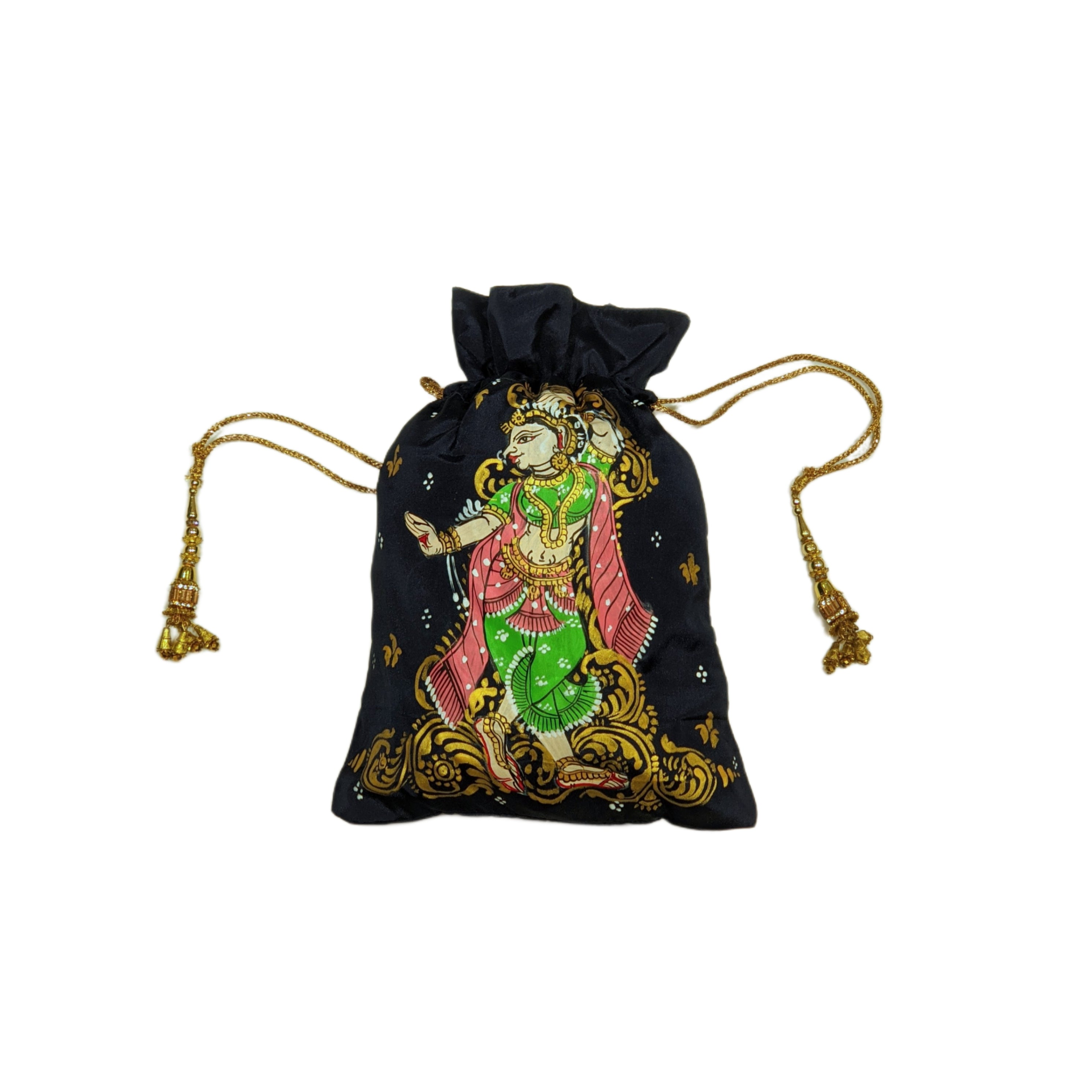 IndianVillèz Navi Blue Nartaki Pattachitra Potli Bag