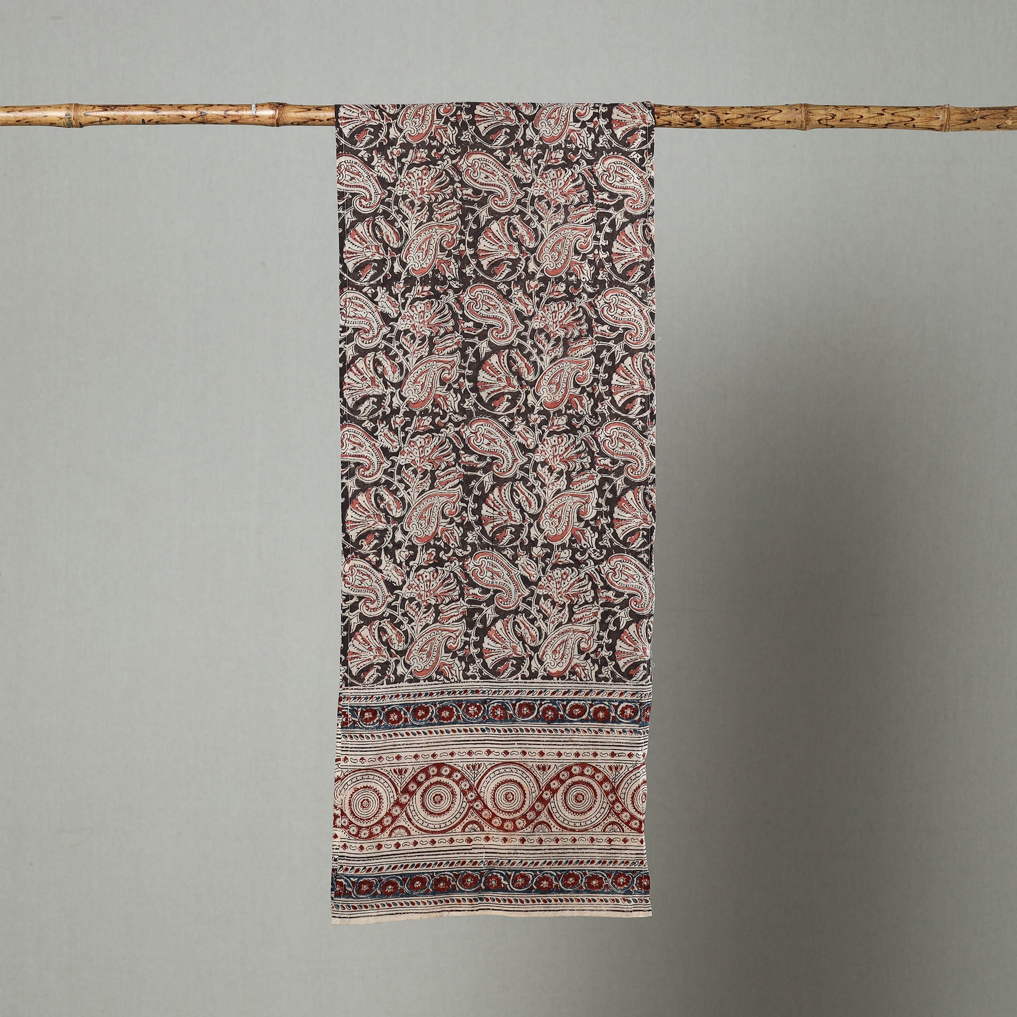 PITCHUKA SRINIVAS KALAMKARI PEDANA Black - Pedana Block Print Natural Dyed Cotton Kalamkari Stole 41 - view 2