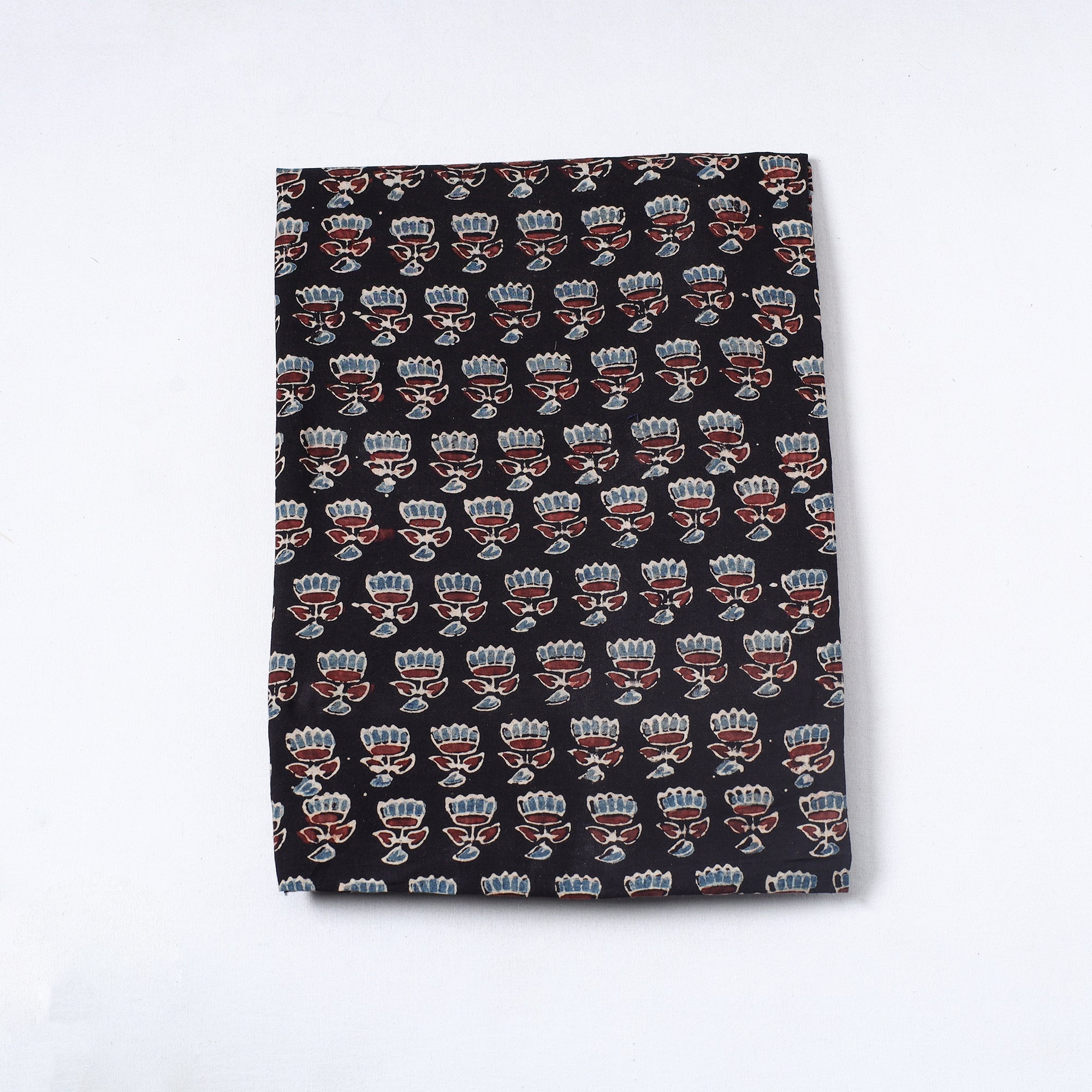 AJRAKH BY SUFIYAN ISMAIL KHATRI Black - Ajrakh Block Printed Cotton Precut Fabric (1.2 meter) 10