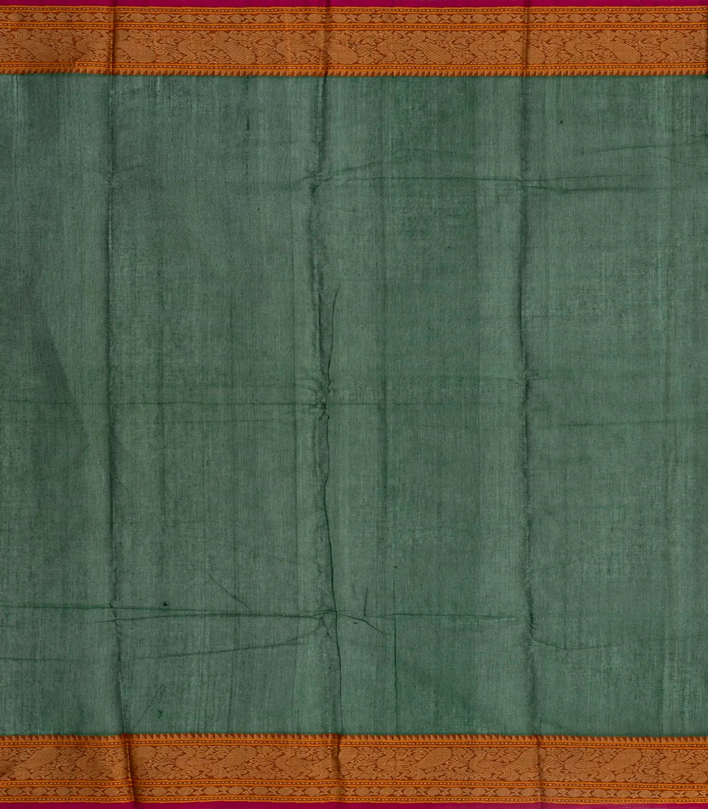 RmKV Dark Green Handloom Kanchi Cotton Saree With Checks & Square Motifs - view 4