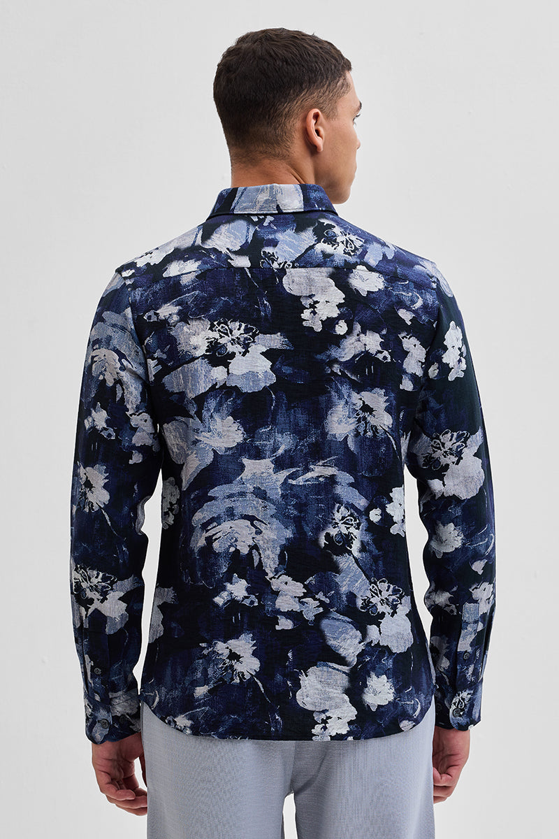 SNITCH Navy Textured Abstract Shirt - view 8