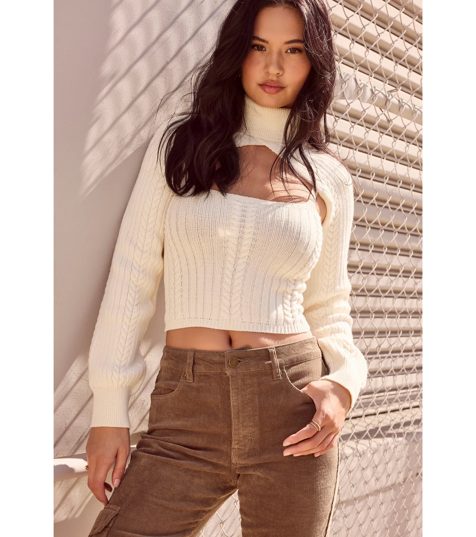 Windsor Cozy Casual Cable Knit Turtleneck Sweater Topper - view 5