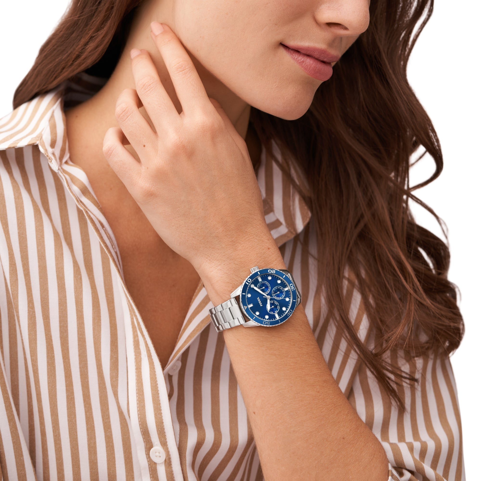 Fossil Bannon Couple Quartz Blue Dial Multi-Function Stainless Steel Watch BQ2828SET - view 4