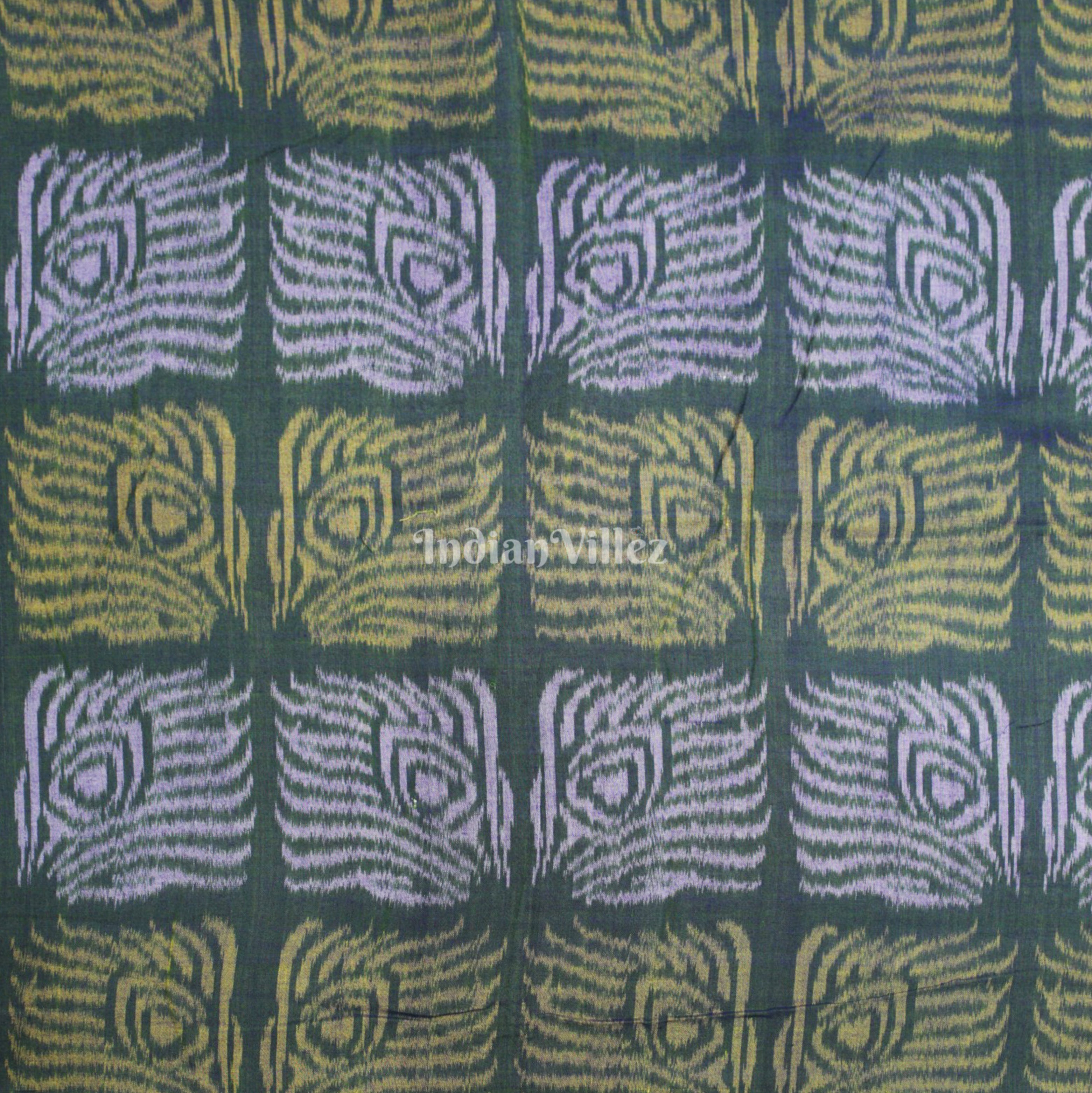 IndianVillèz White Yellow Design Sambalpuri Ikat Cotton Fabric - view 2