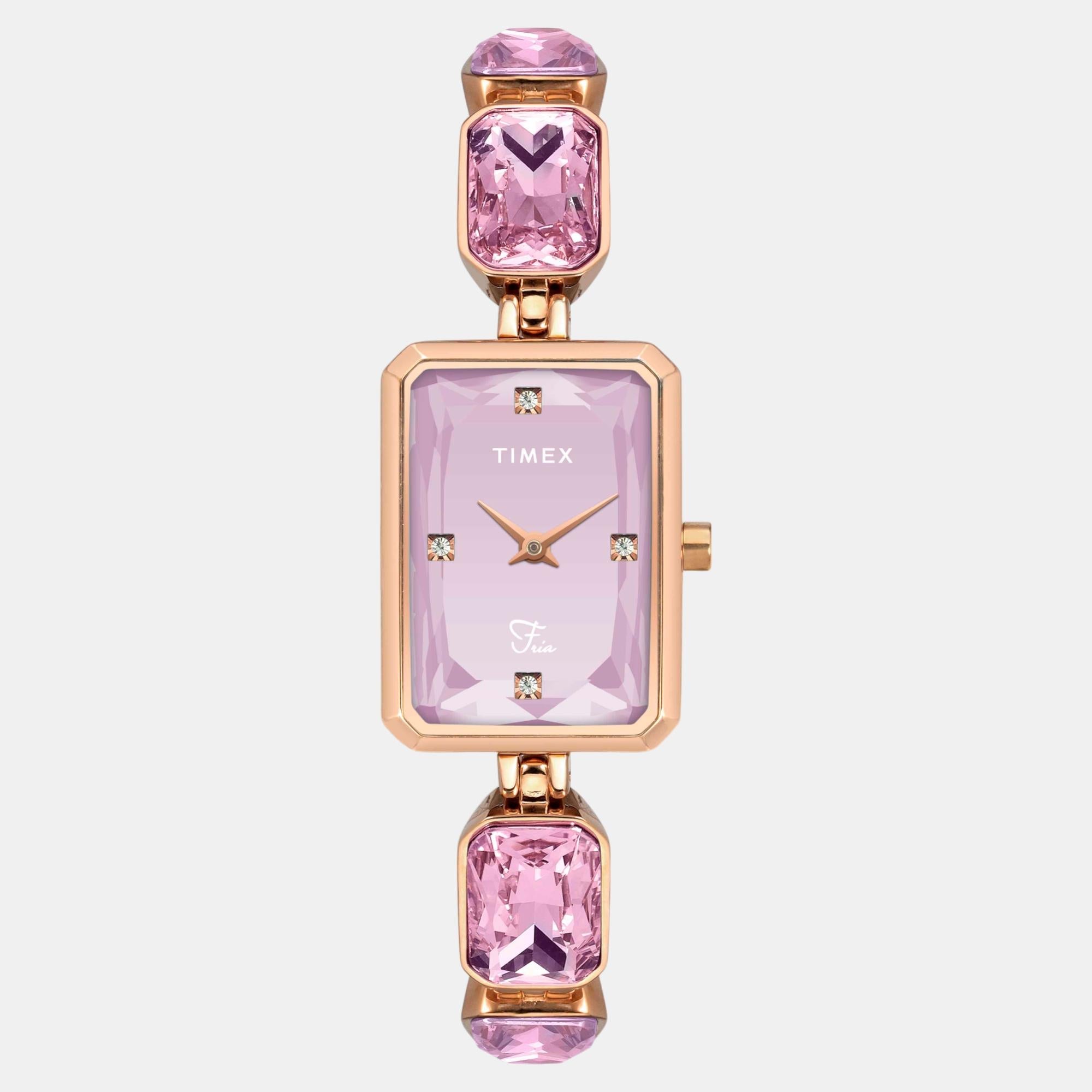 Timex Fria Women Quartz Pink Dial Analog Brass Watch TWEL16906