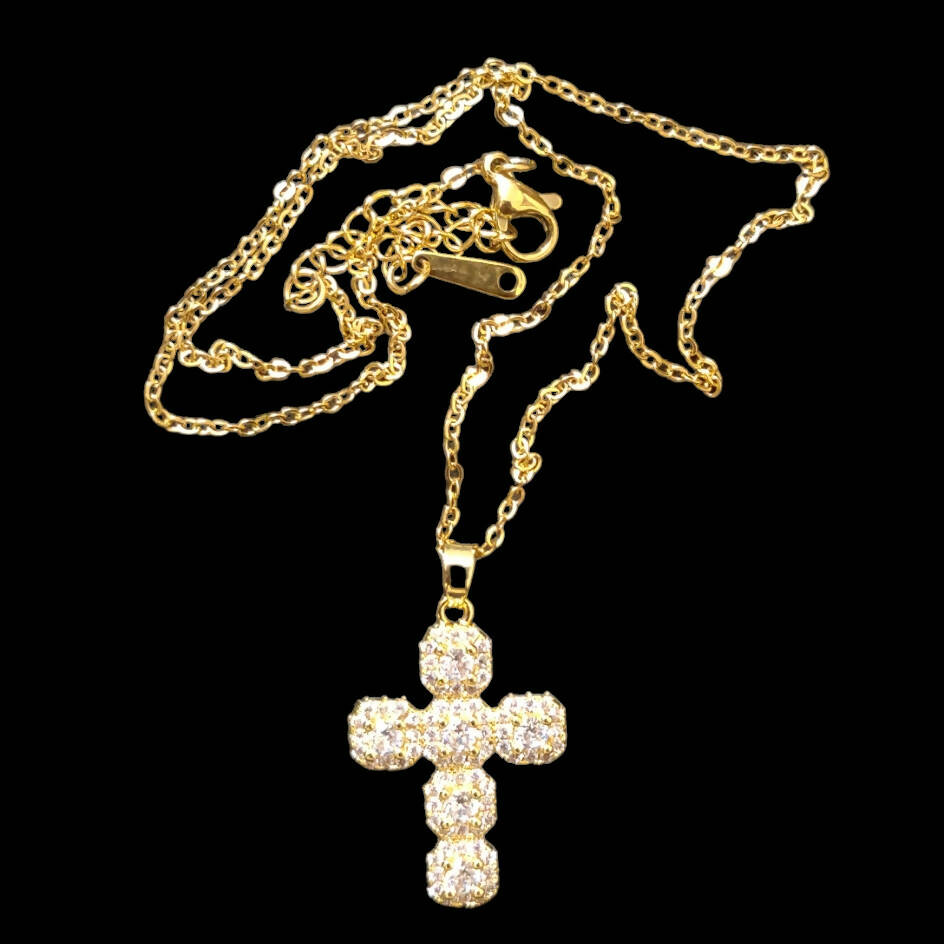 ICEDAWG "18k GOLD PLATED" CROSS ICED OUT PENDANT