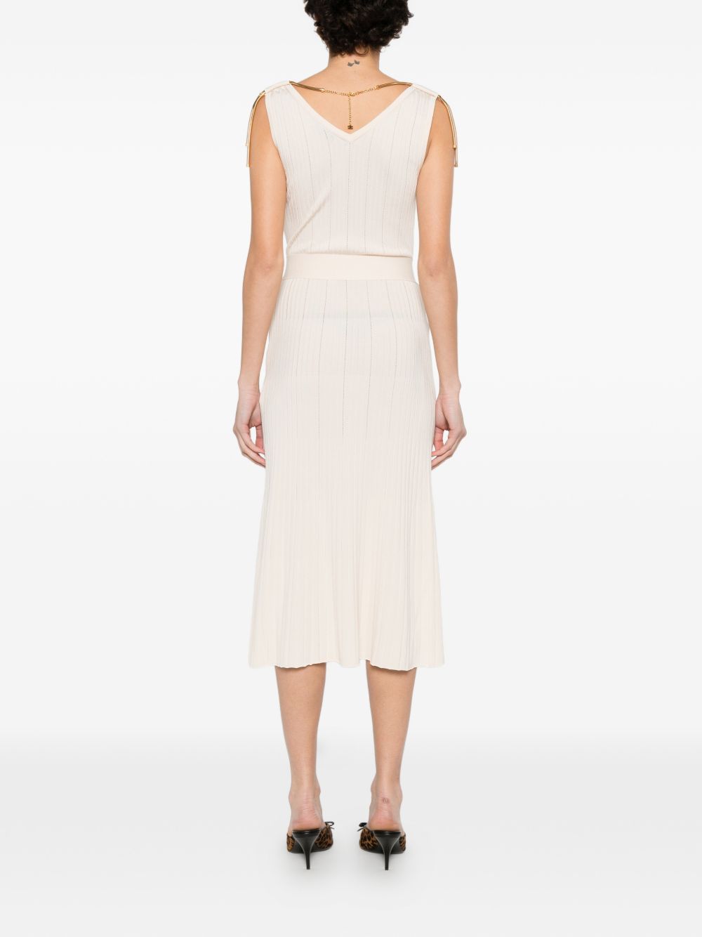 Elisabetta Franchi V-neck sleeveless A-line skirt Knitted midi dress - view 5