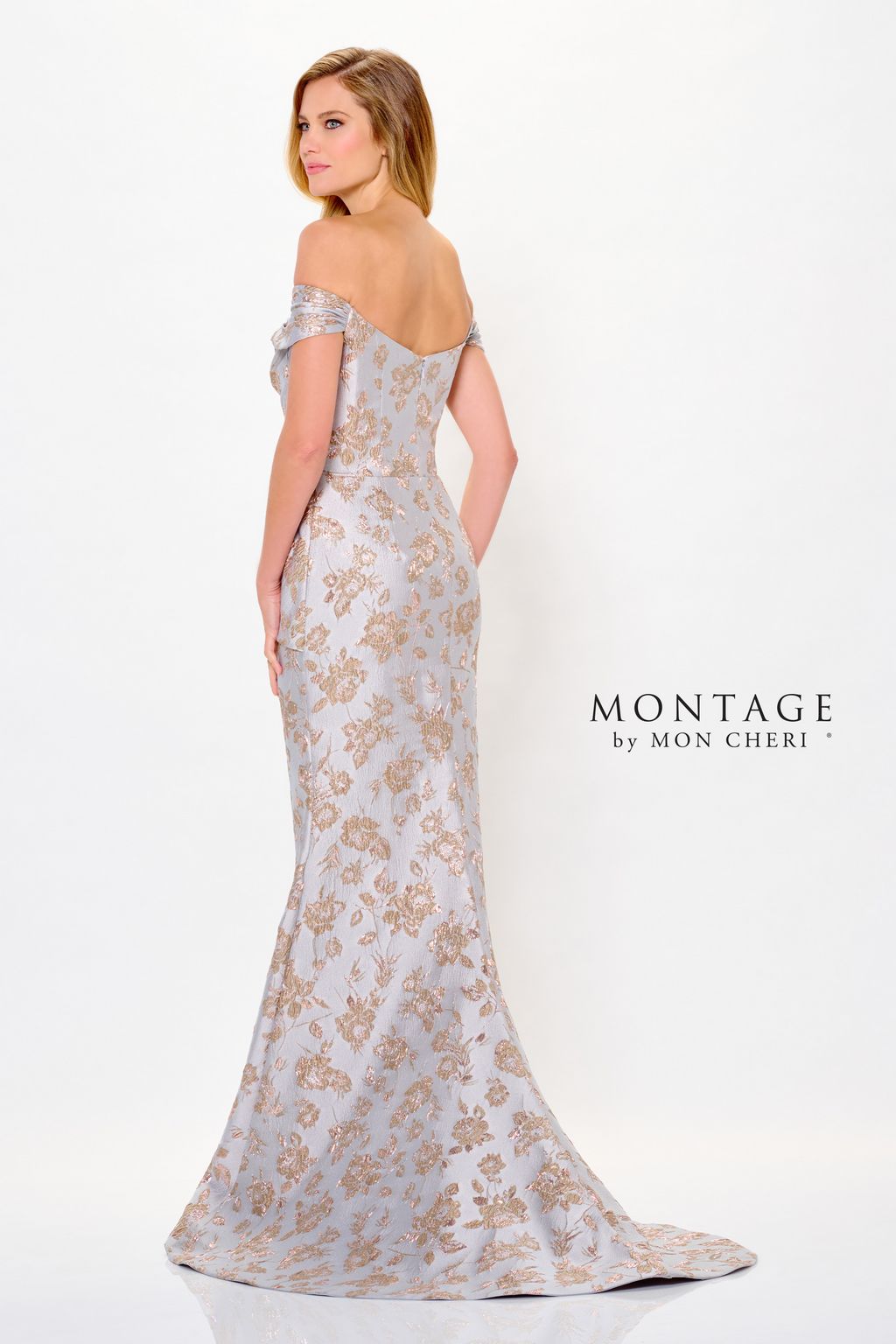 Montage M905 Long Mermaid Formal Floral Metallic Evening Dress - view 2