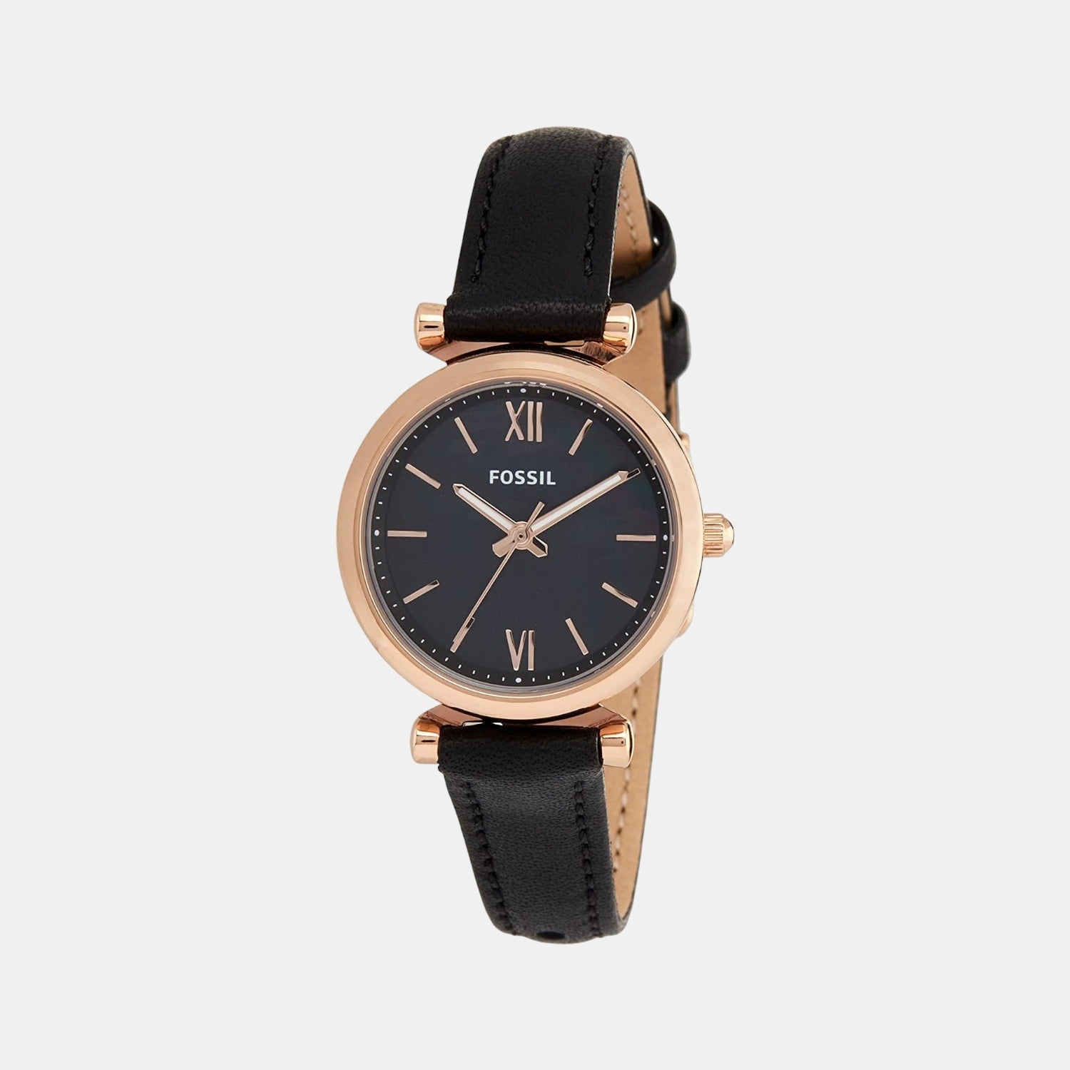 Fossil Carlie Mini Women Quartz Black Dial Analog Leather Watch ES4700