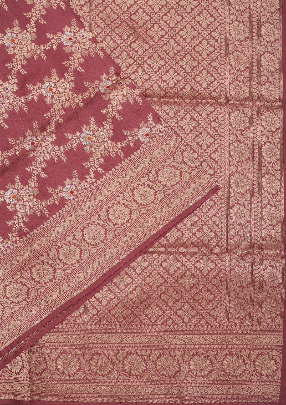 Koskii Onion Pink Zariwork Pure Silk Saree – Women's - view 3