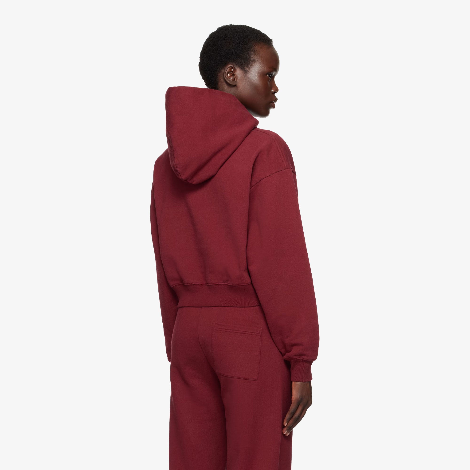 Sporty & Rich | Vendome Embroidered Cropped Hoodie { Red - view 5