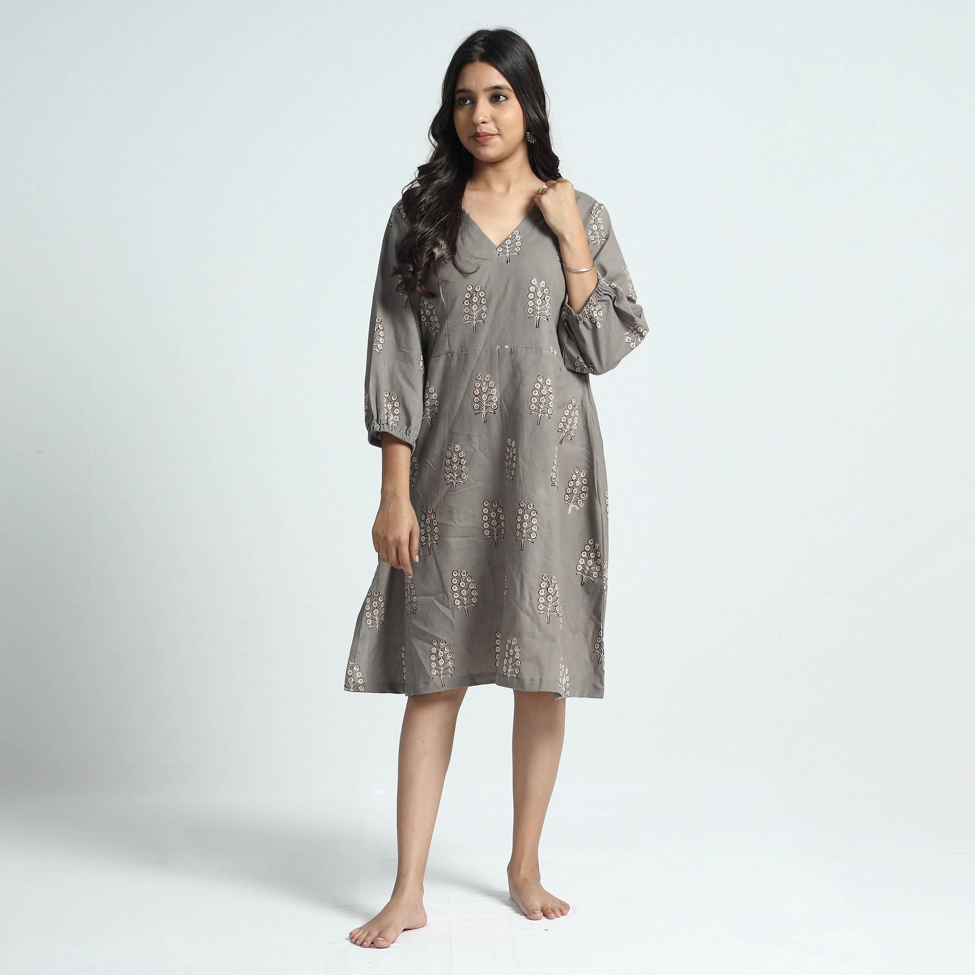 ITOKRI CASUALS Brown - Nandana Hand Block Printed Cotton Dress - view 2