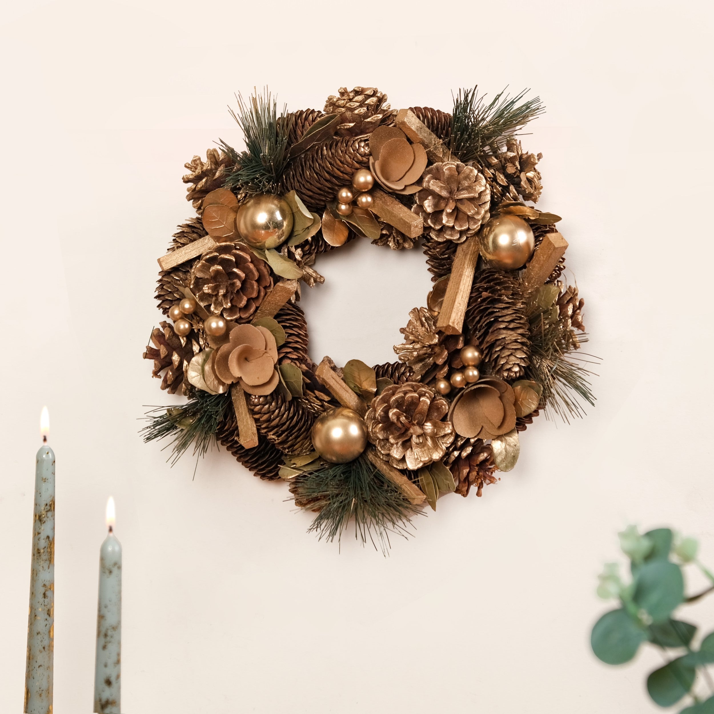 Nestasia Golden Forest Sustainable Decorative Wreath