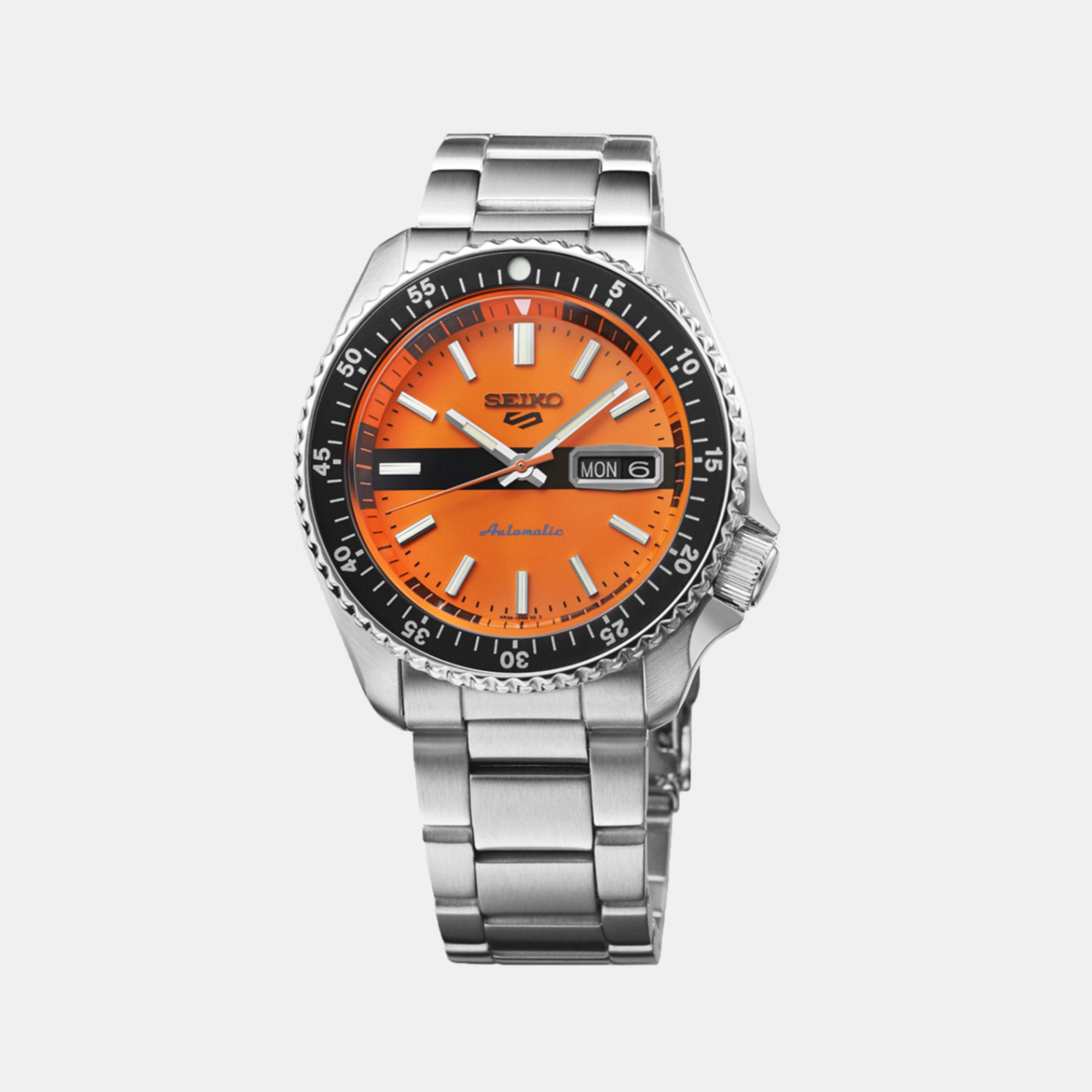 Seiko 5 Sports Men Automatic Orange Dial Analog Stainless Steel Watch SRPK11K1