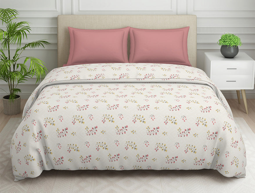 Spaces India Floral Grey Polycotton Quilt Double Harmony - By Welspun