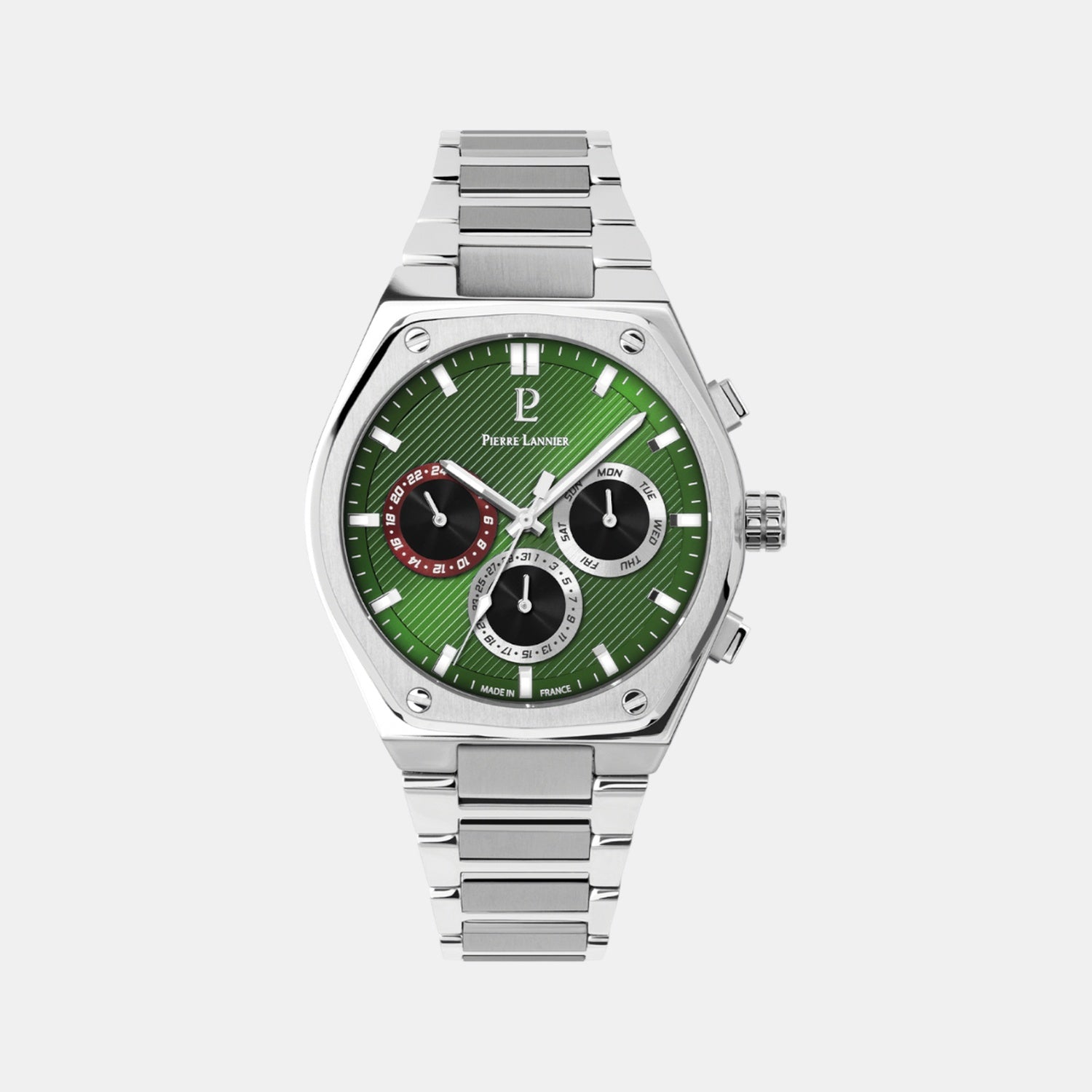Pierre Lannier Copilote Men Quartz Green Dial Chronograph Stainless Steel Watch 230F171