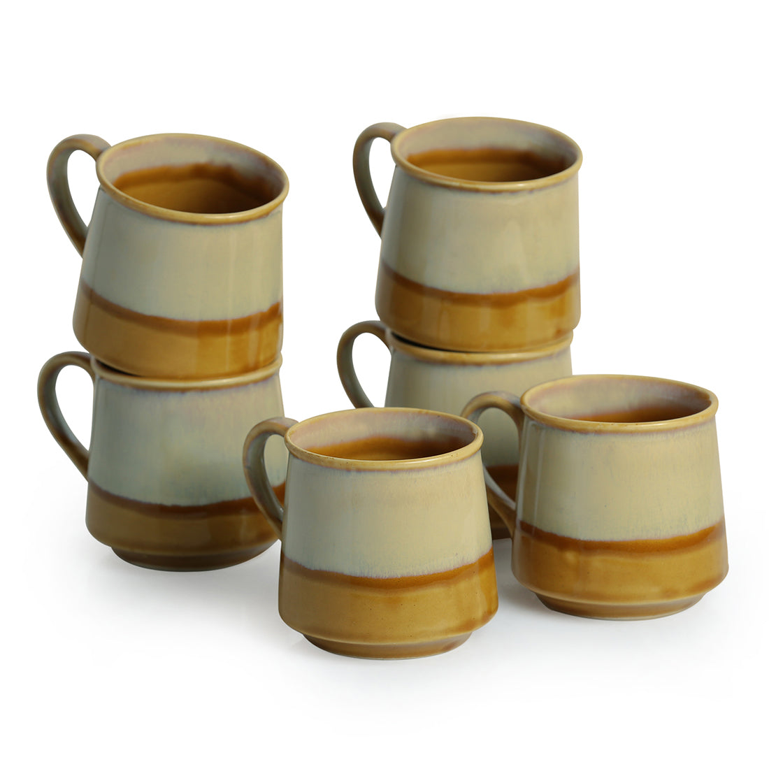 EXCLUSIVELANE 'Silver Gold Dusk' Tea & Coffee Cups Dual-Glazed Studio Pottery In Ceramic (Set Of 6) - view 2