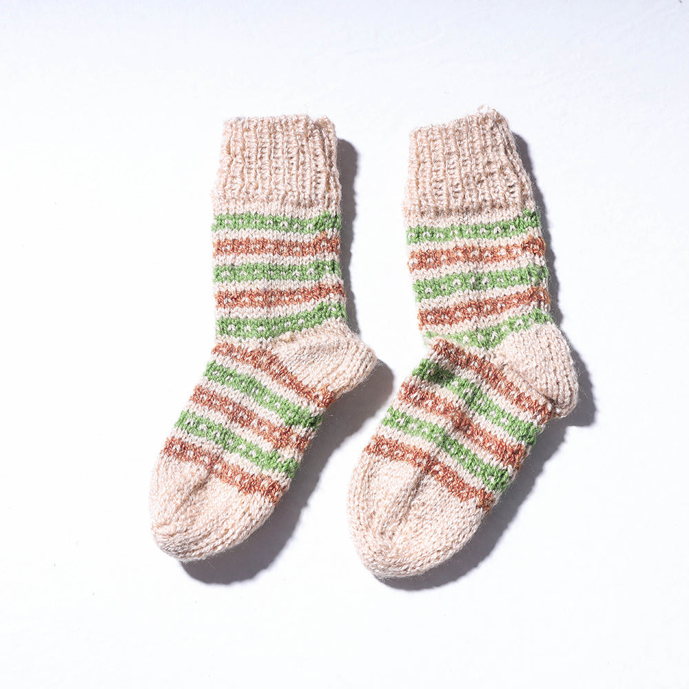 KILMORA Beige - Kumaun Hand Knitted Woolen Socks - Kids