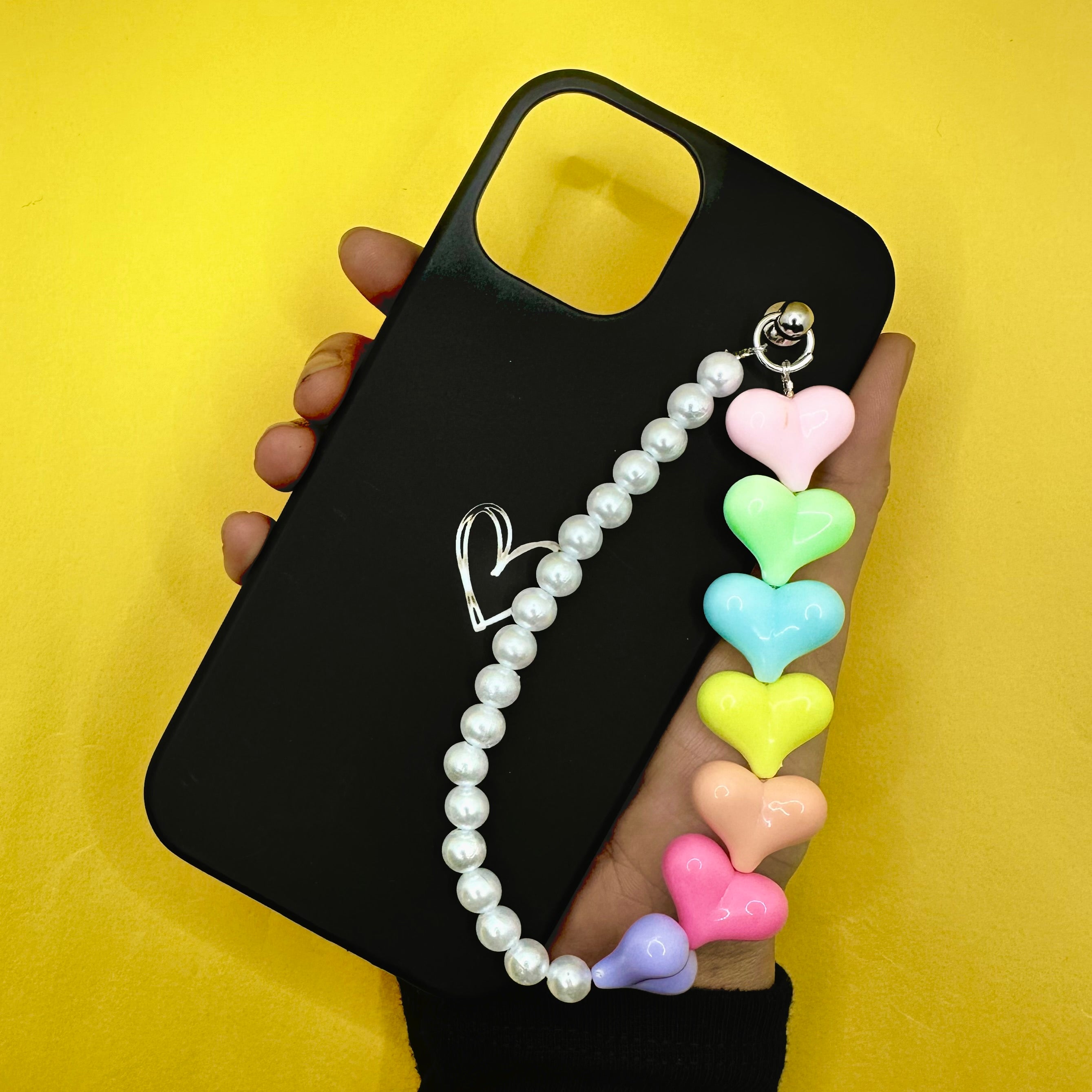 Casebasket Black Love Heart Fall Chain Phone Case
