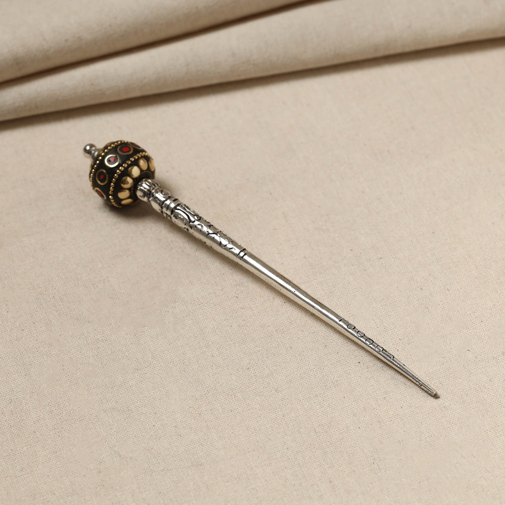 WHITE RIVER STORIES Antique Finish Oxidised German Silver Juda Stick