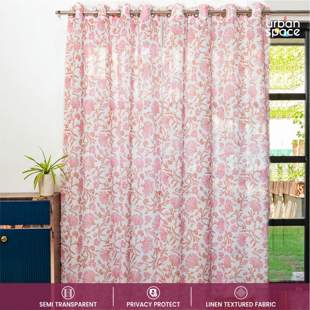 Urban Space -Home Furnishing Store Printed Sheer Linen Curtains, Light Filtering, Pack of 2 Curtains - Zizy - view 5