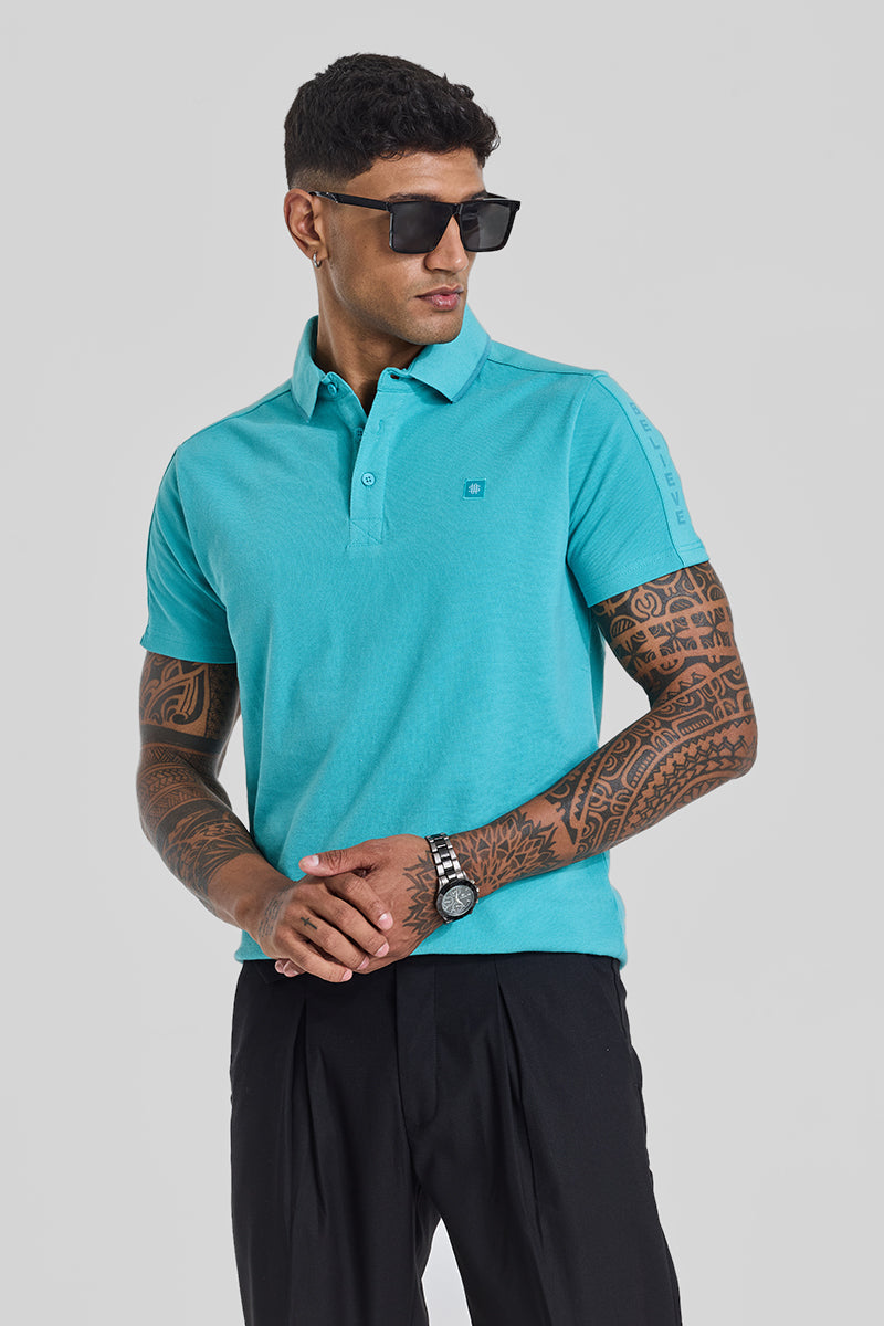SNITCH Believe Turquoise Polo T-Shirt