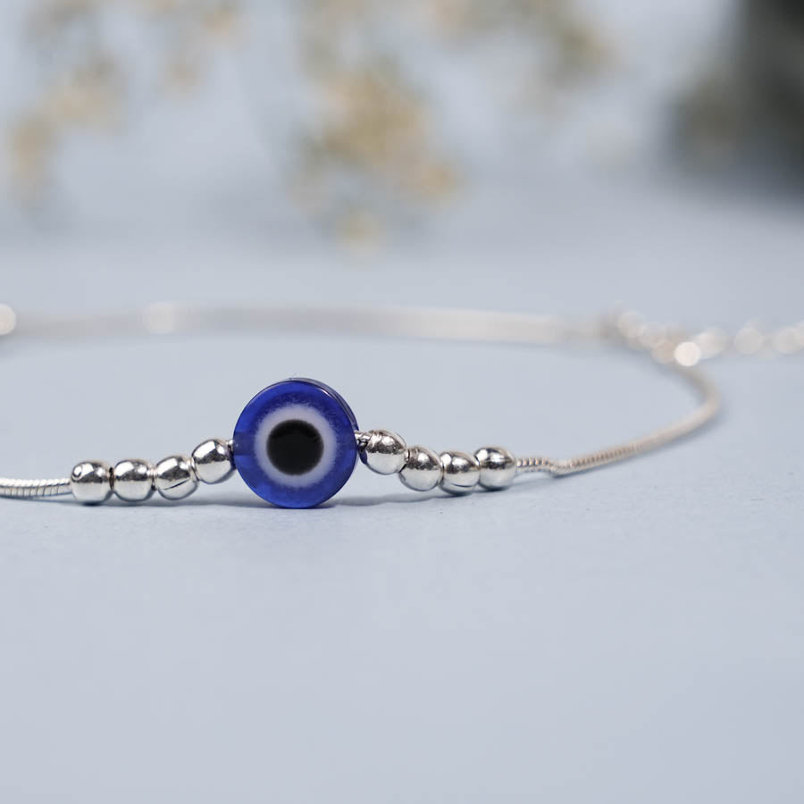 Prinjal Jewellers Silver Evil Eye Anklet with Silver Anklet for Women
