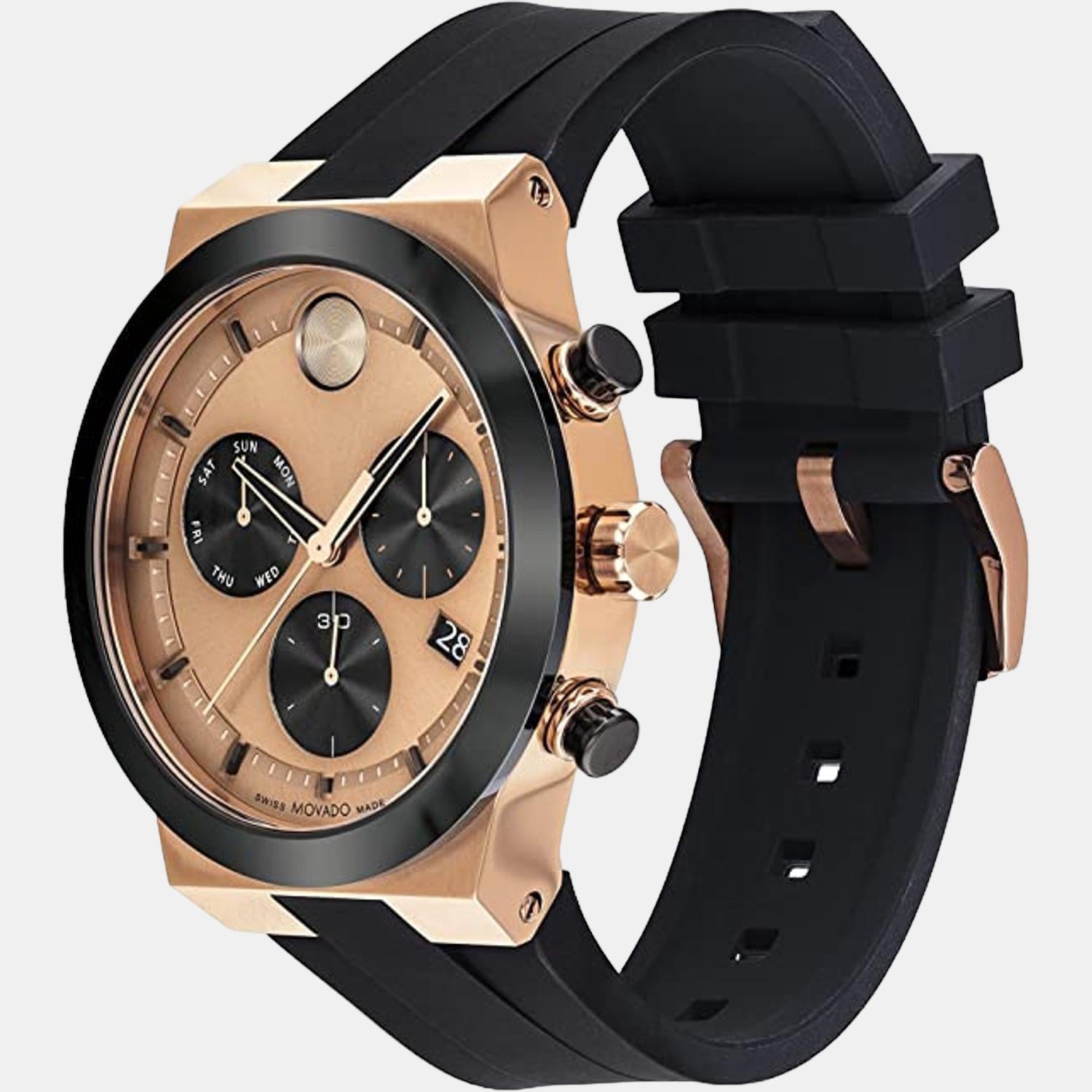 Movado Bold Fusion Men Quartz Rose Gold Dial Chronograph Silicone Watch 3600854 - view 2