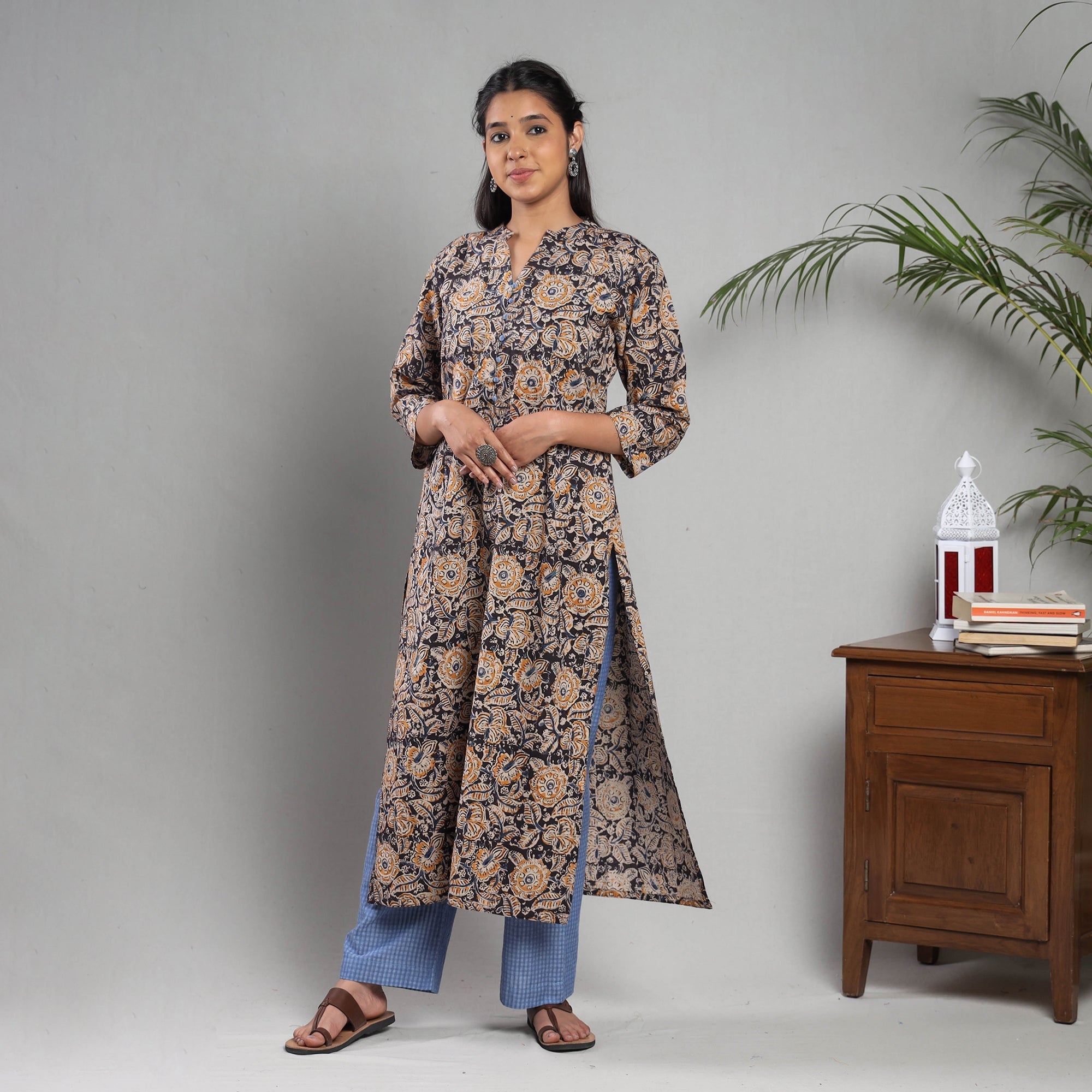 ITOKRI CASUALS Blue - Kalamkari Block Printing Cotton Kurta with Palazzo & Dupatta Set - view 2