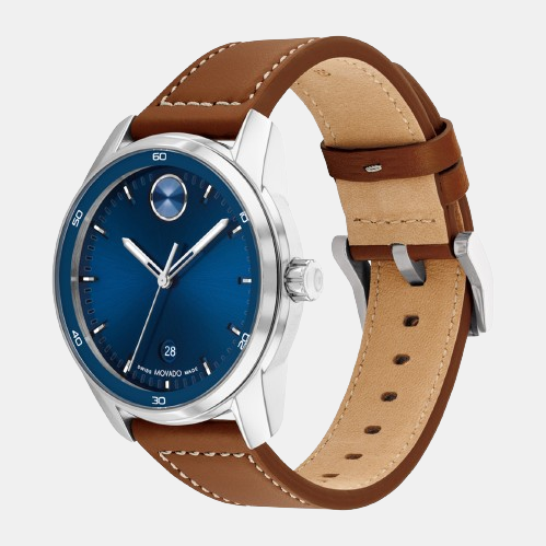 Movado Bold Men Quartz Blue Dial Analog Leather Watch 3600944 - view 2