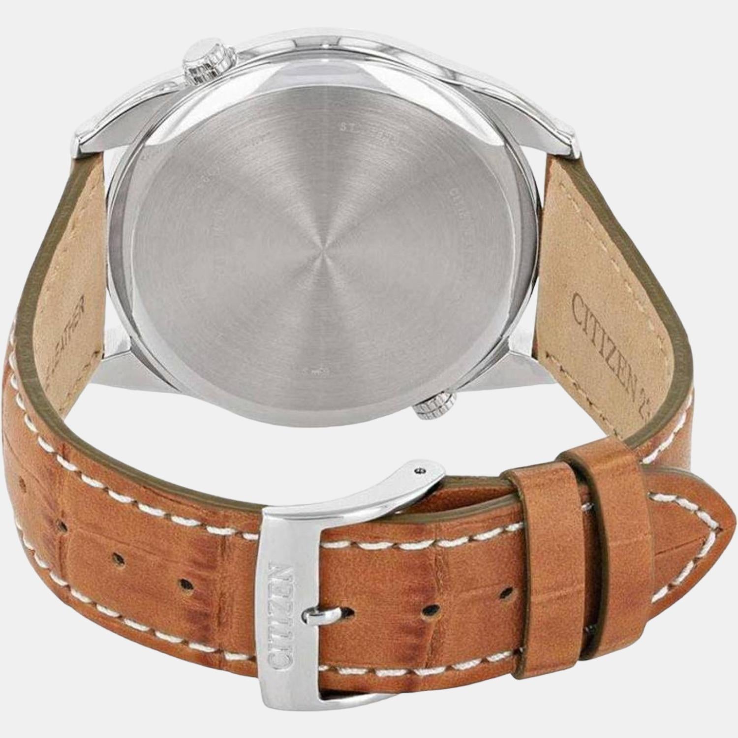 Citizen Dual Time Men Quartz Grey Dial Chronograph Leather Watch AO3030-16H - view 3