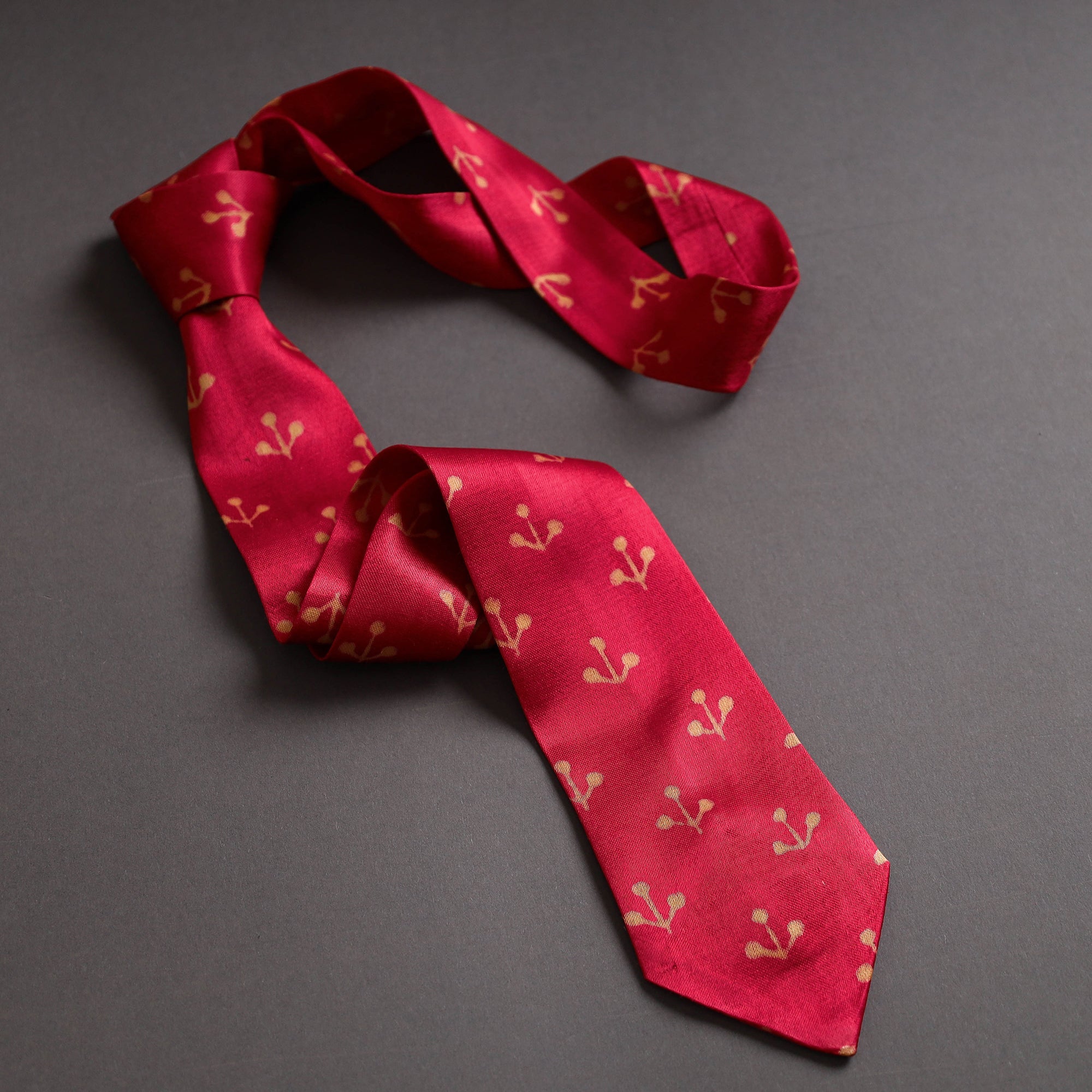 JALPARI Block Printed Mashru Silk Handmade Necktie for Men - view 3