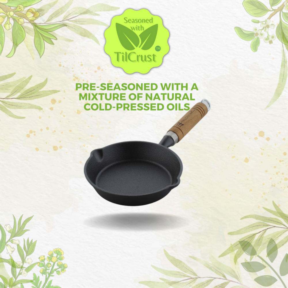 Trilonium Triple Seasoned Cast Iron Sleek WHS6 Skillet Fry Pan | Gas & Induction Compatible | Black - view 6