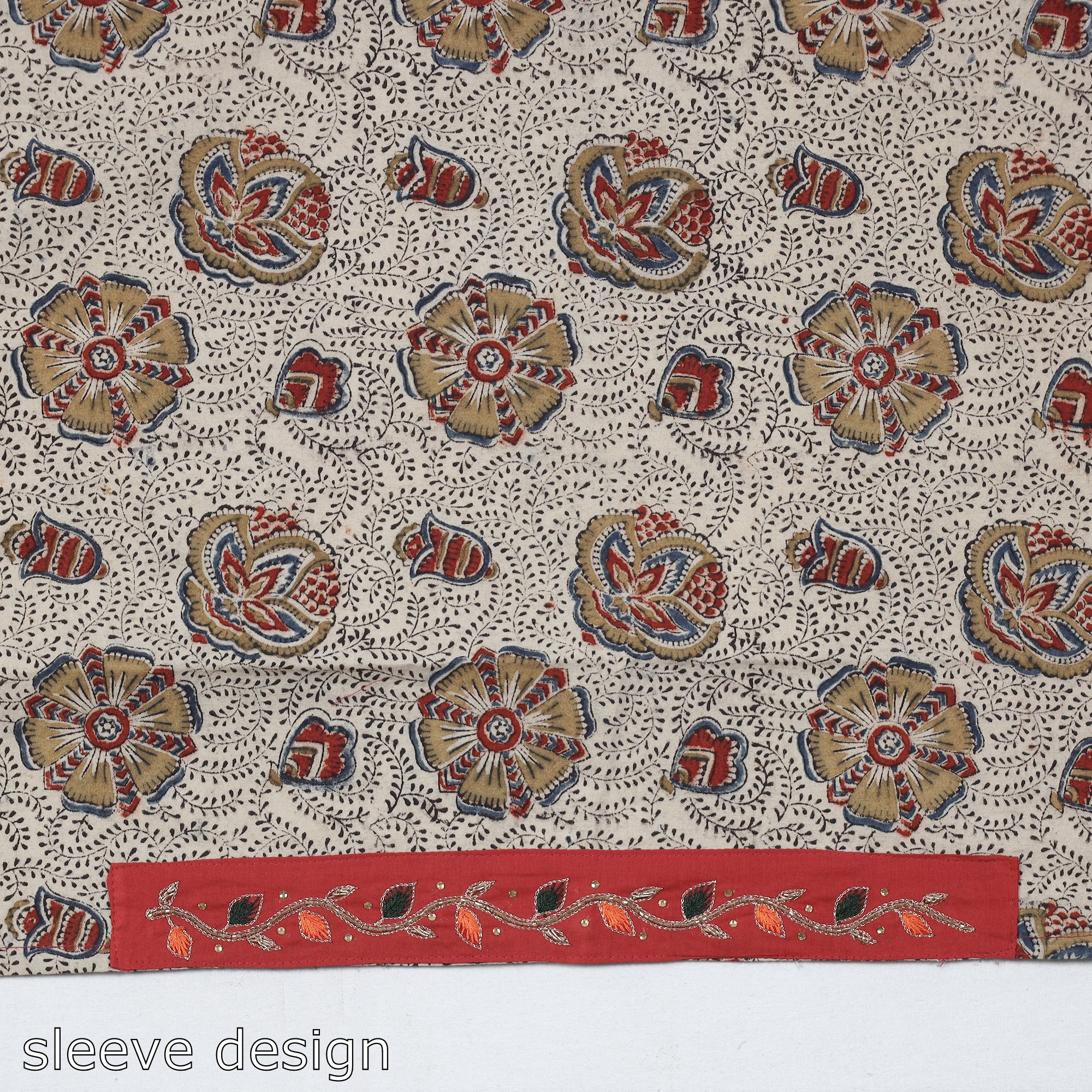 NOORI BAZAR Beige - Zardozi Hand Embroidered Kalamkari Cotton Blouse Piece - view 4