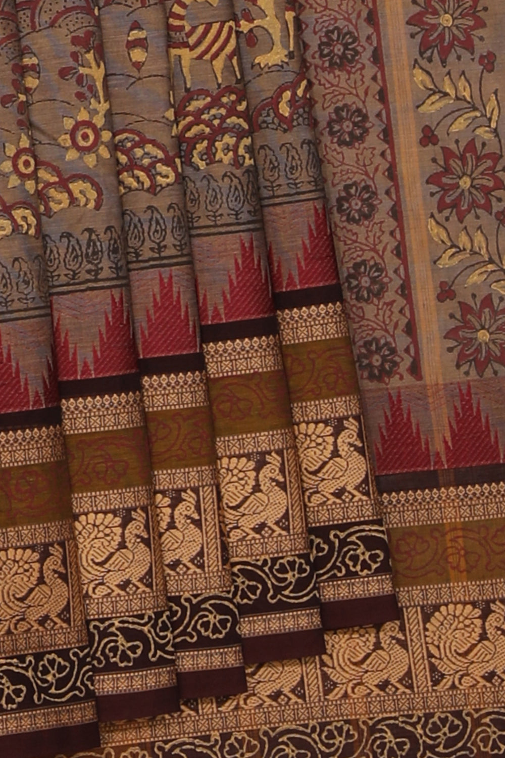 Kalanjali Ethnics Hand block printed cotton saree