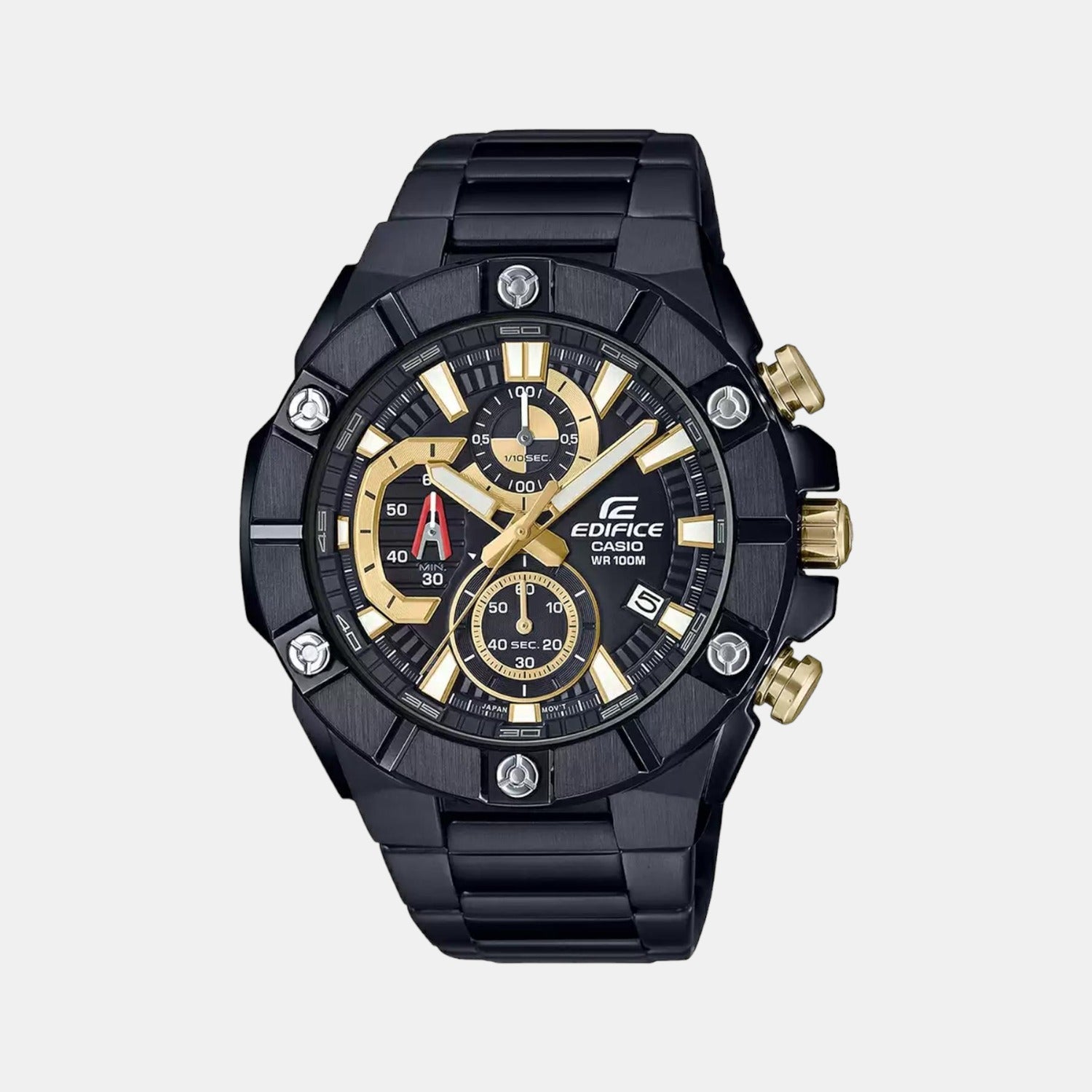 Casio Edifice Men Quartz Black Dial Chronograph Stainless Steel Watch ED489