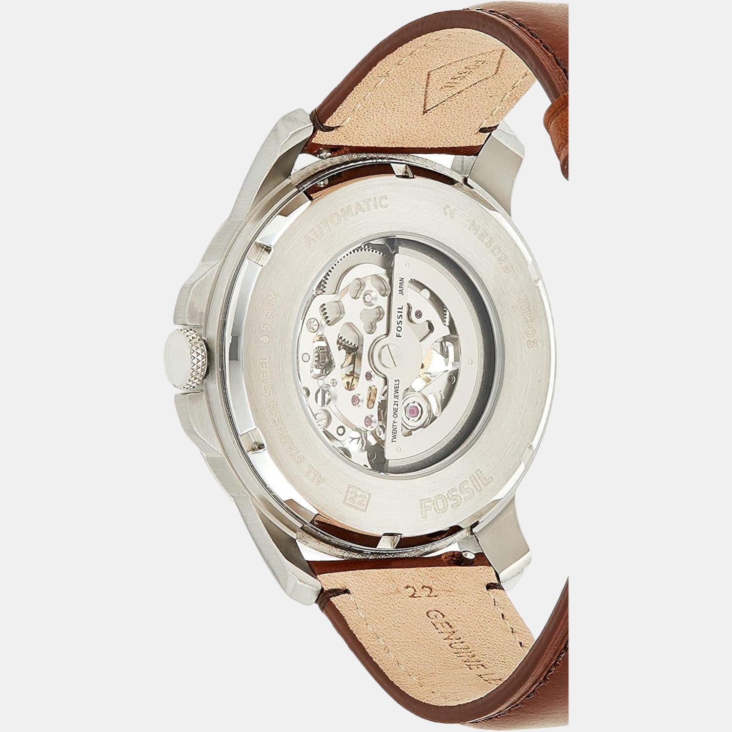 Fossil Grant Men Automatic Cream Dial Analog Leather Watch ME3099 - view 2