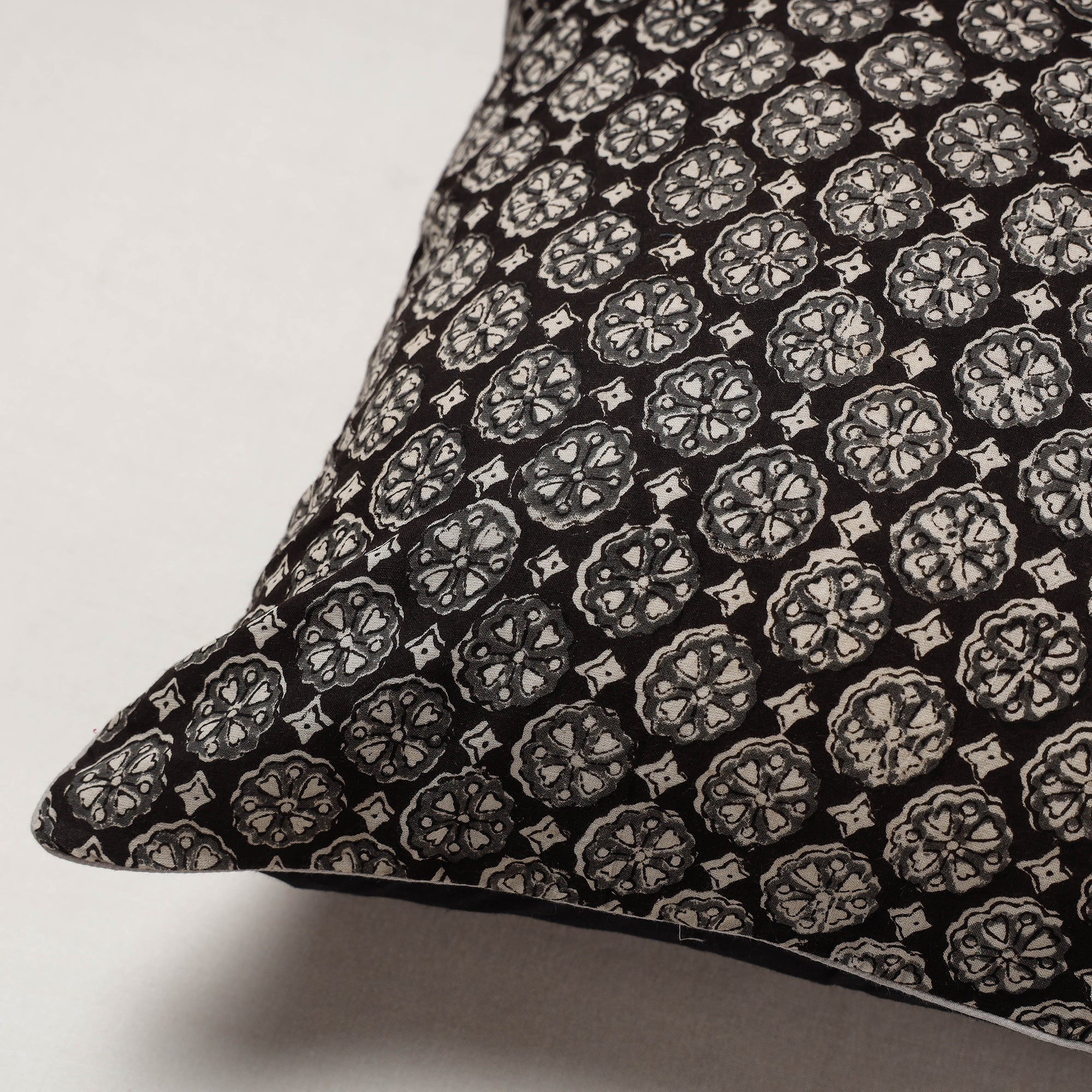 HAVELI CHRONICLES Black - Bagru Block Printed Cotton Cushion Cover (16 x 16 in) - view 2