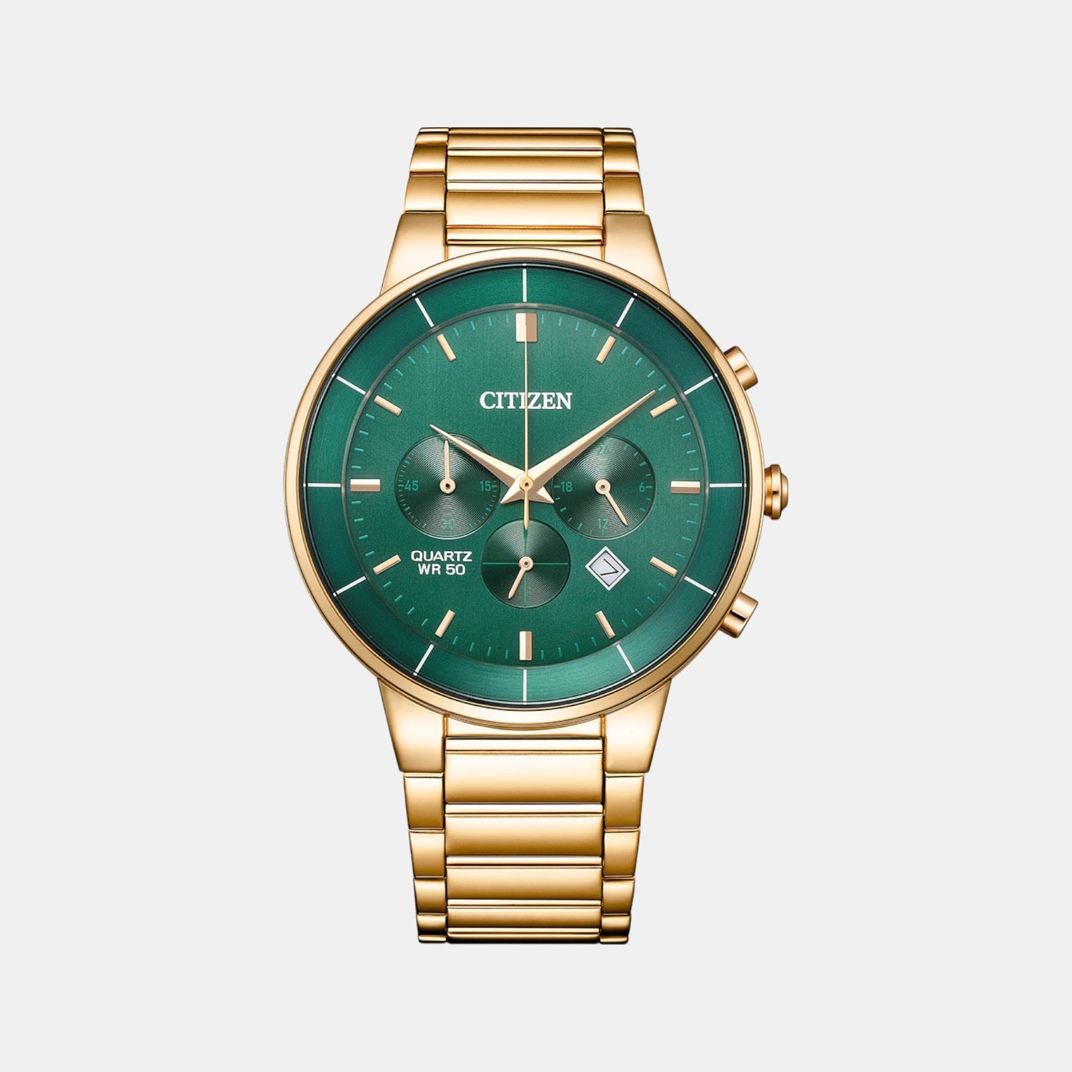 Citizen Quartz - Chronograph Men Quartz Green Dial Chronograph Stainless Steel Watch AN8223-54X