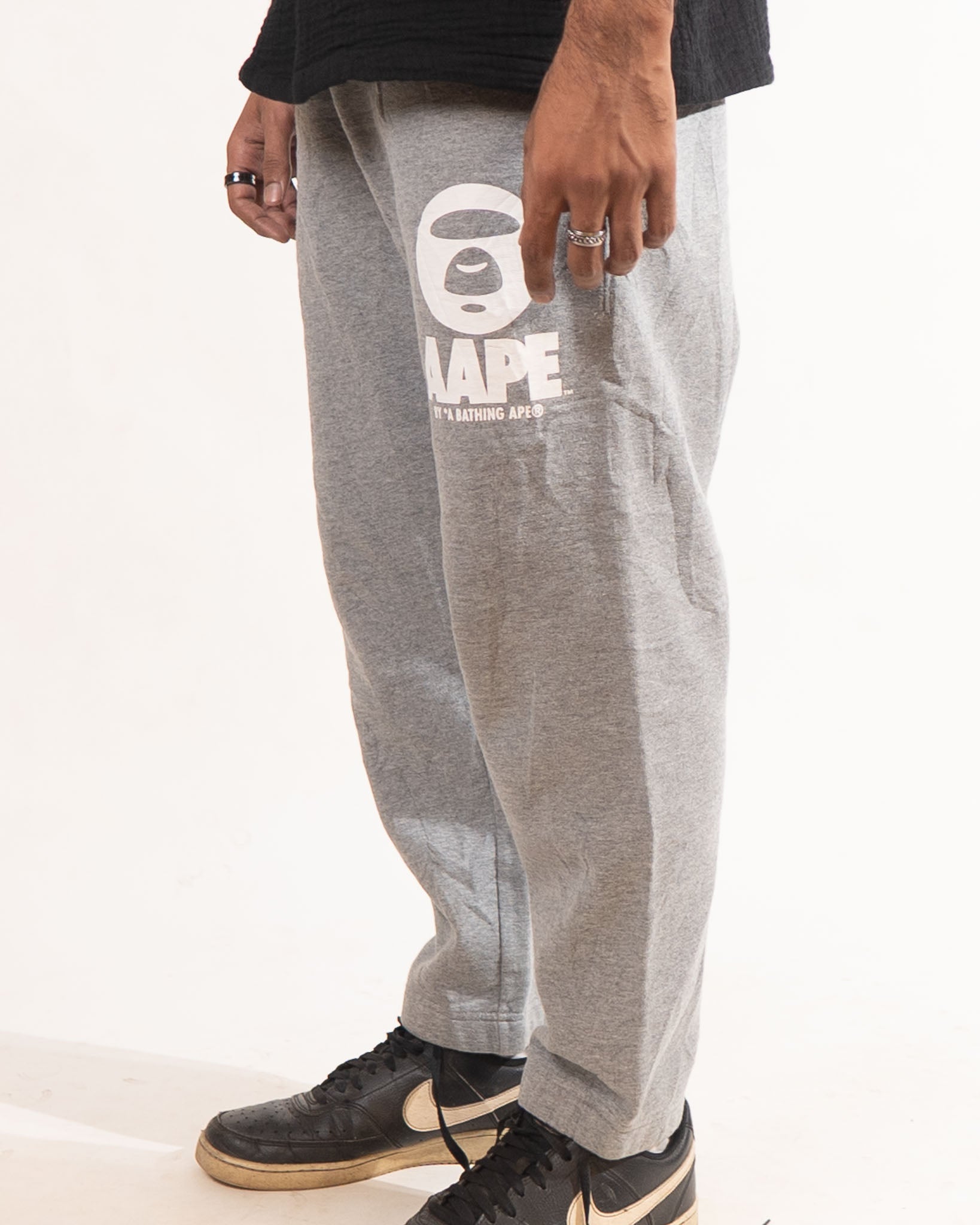 AAPE BY BAPE Bape Grey Logo Sweatpants - view 2