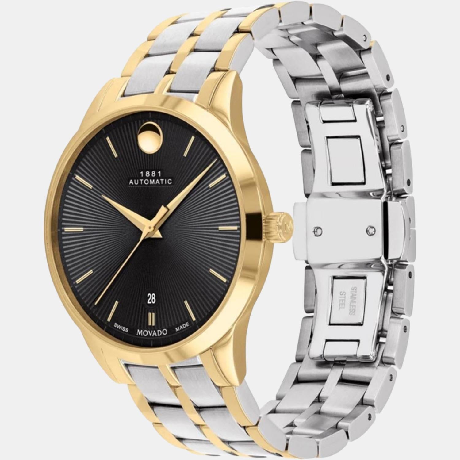 Movado 1881 Automatic Men Quartz Black Dial Analog Stainless Steel Watch 607463 - view 2
