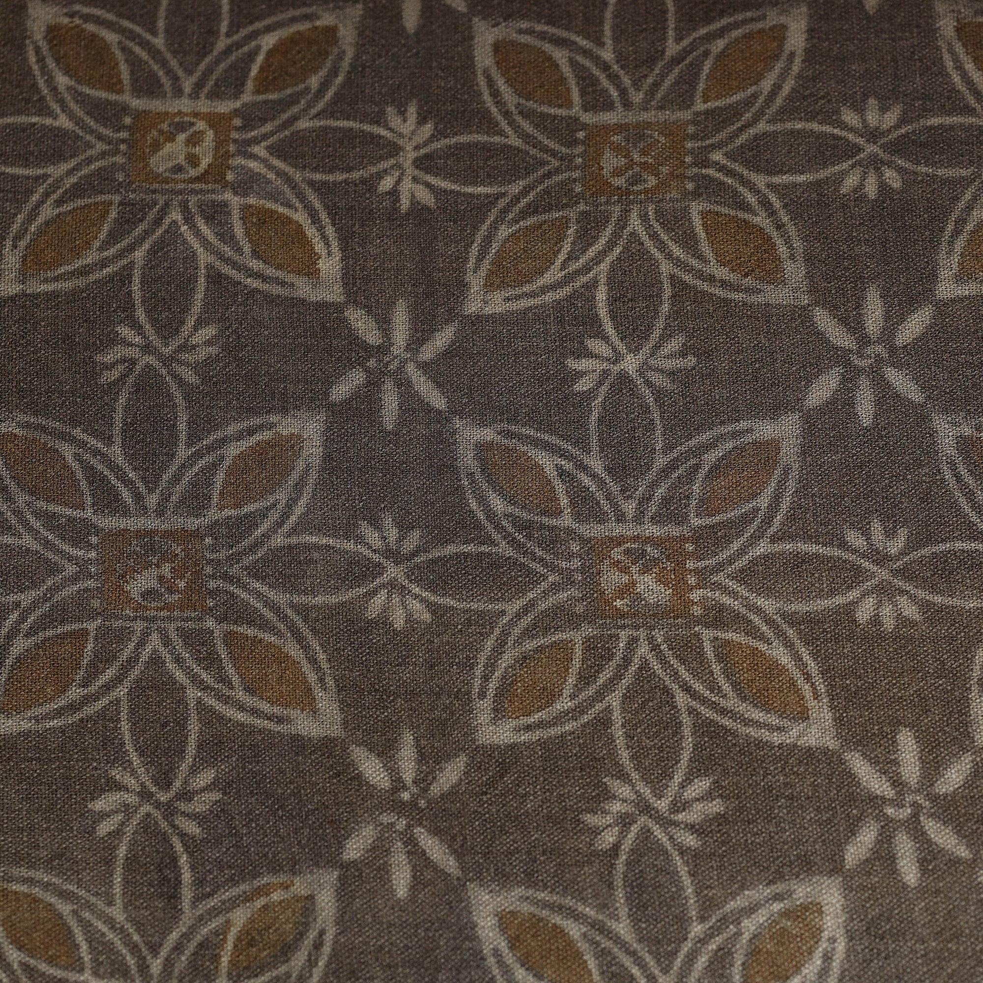 HAVELI CHRONICLES Brown - Pure Wool Handloom Akola Print Fabric 15 - view 5