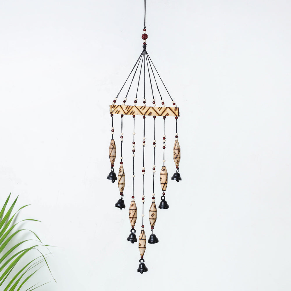 ITOKRI CRAFTS INITIATIVE 7 Bells - Hand Carved Khamhar Wood Wind Chimes