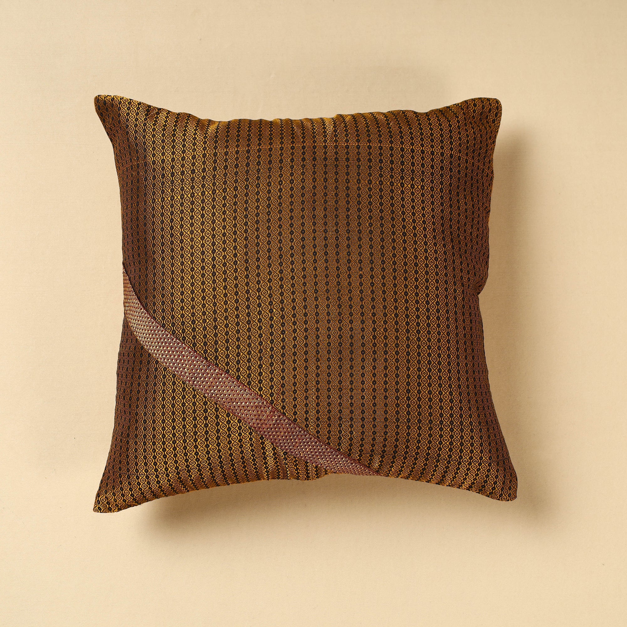 NOORI BAZAR Brown - Khun Weave Cotton Cushion Cover (16 x 16 in)